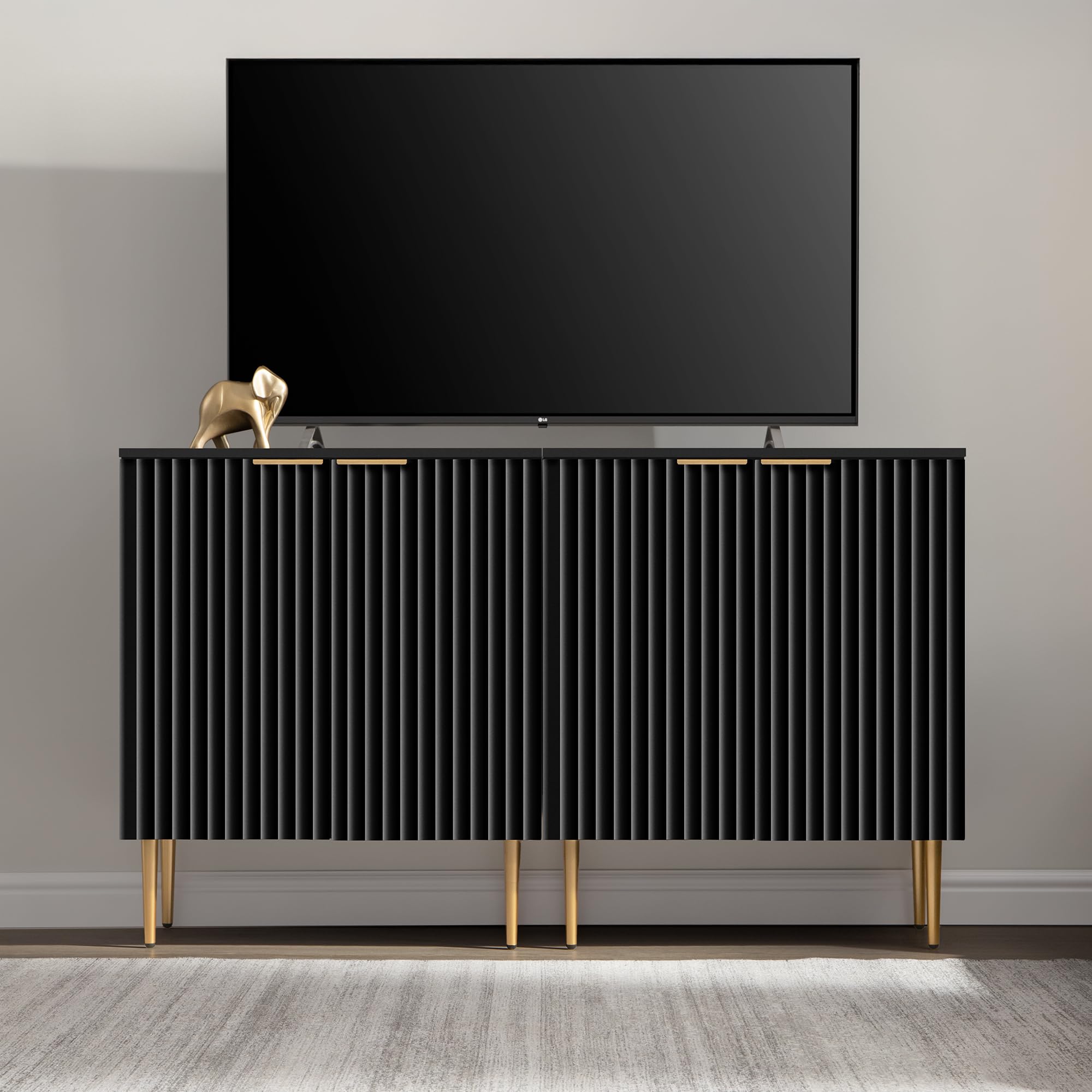 Modern SICOTAS Sideboard Buffet Storage Cabinet with Doors & Adjustable Shelf - Black Accent Credenza for Kitchen, Living & Dining Room | Coffee Bar Console, Entryway Organizer | Perfect for Home Decor & Entertaining Guests
