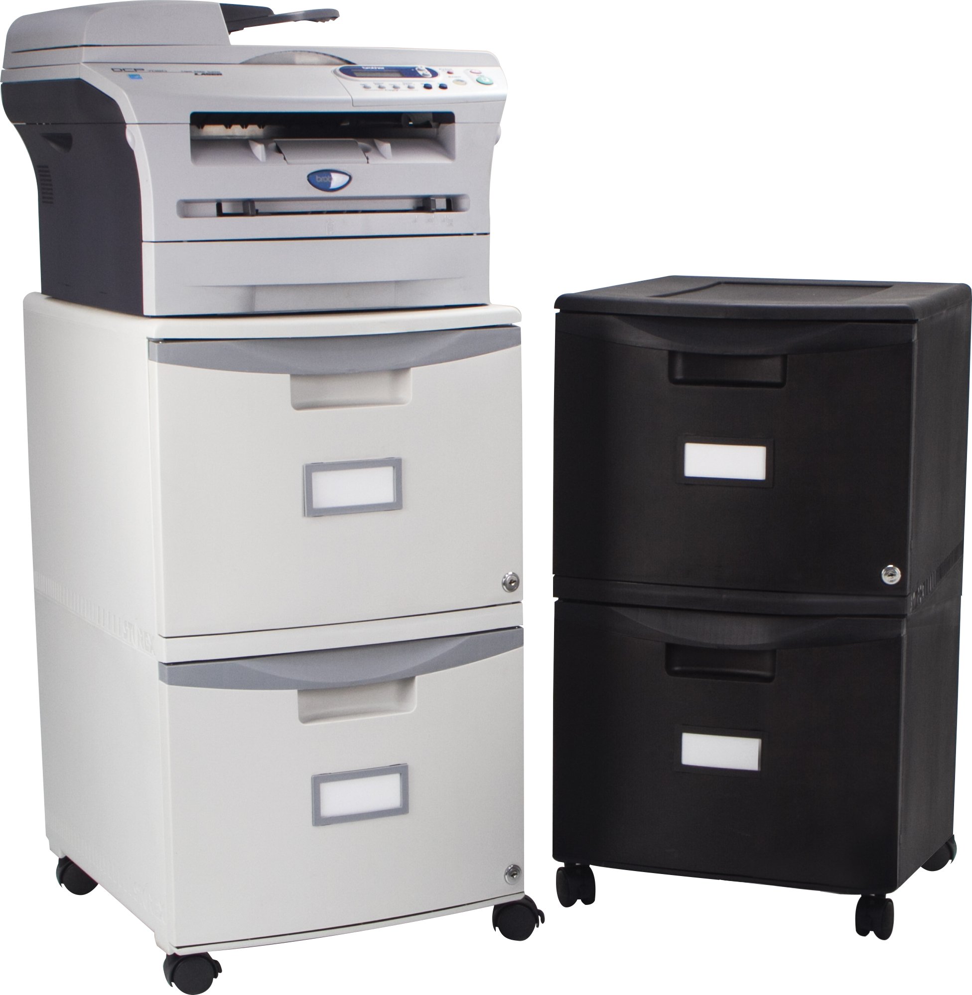 Storex Plastic Two-Drawer File Cabinet with Lock - Mobile Document Organizer for Home Office, Black (61315U01C) - Secure Storage for Files, Folders & Office Supplies