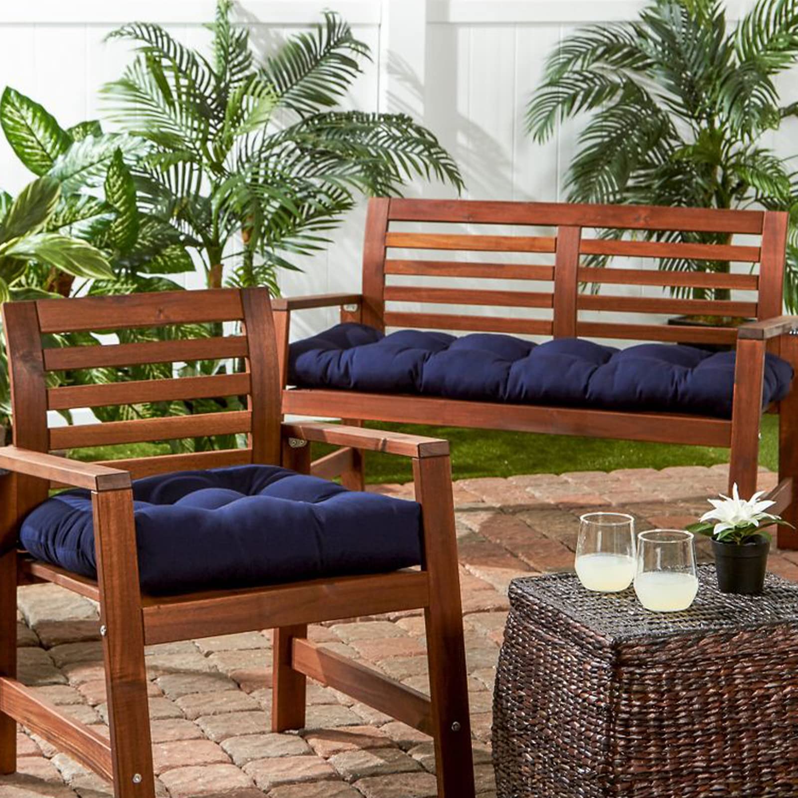 Waterproof Outdoor Bench Cushion 120x50cm - Thickened Patio Seat Pad for Garden, Rocking Chairs & Loungers - Light Blue (Ideal for Backyard, Deck & Poolside Relaxation)