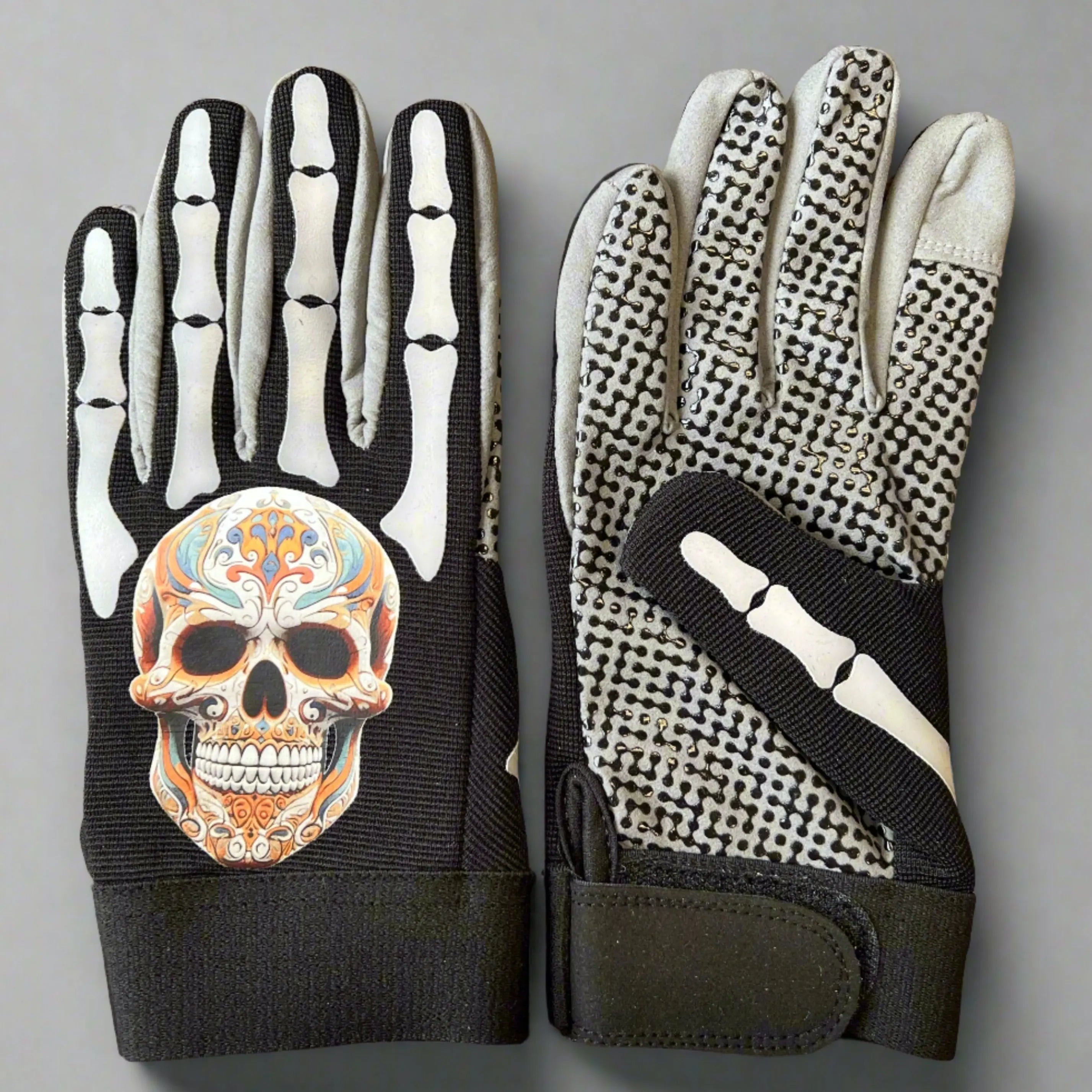 Skull Print Anti-Slip Work Gloves for Mechanics - Durable Grip Safety Gloves for Automotive Repair, Construction & DIY Projects