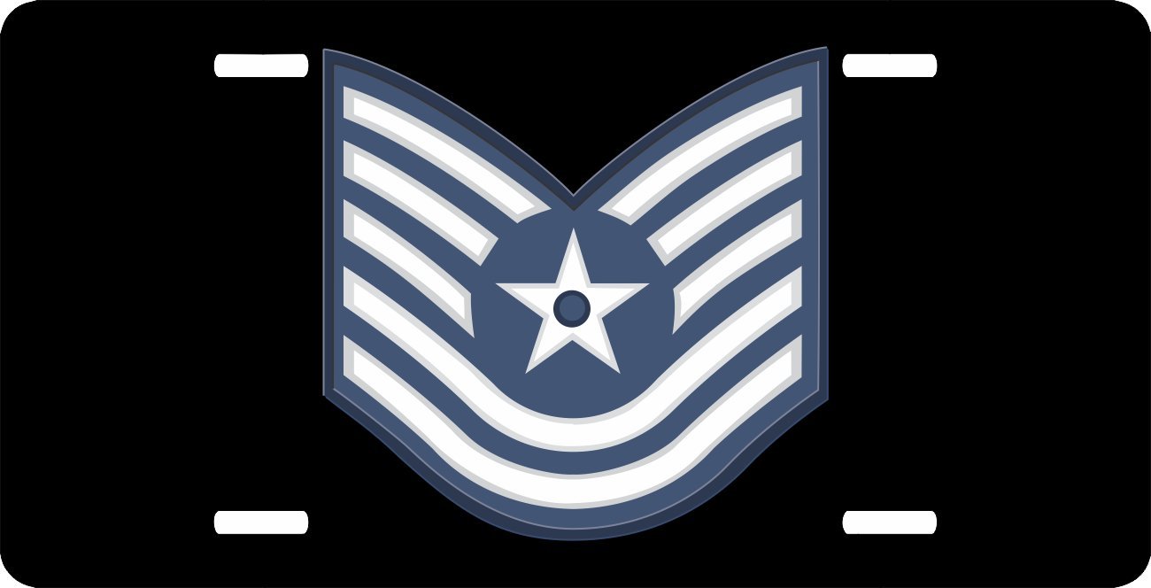 US Air Force Technical Sergeant License Plate Frame - Durable Metal Car Tag Holder for Military Veterans & Enthusiasts - Perfect for Cars, Trucks & Motorcycles