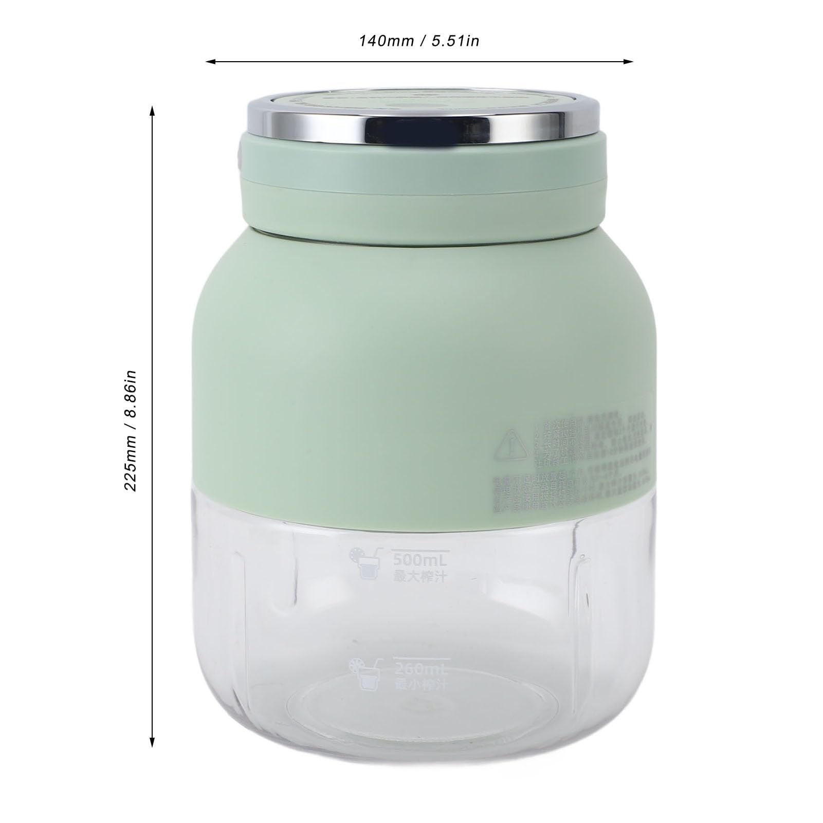 Portable Electric Citrus Juicer - Wireless USB Rechargeable, High Heat Resistant with Safety Lock - Perfect for Road Trips, Picnics & Outdoor Adventures (Light Green) - Compact Travel Juicer for Fresh Juice On-The-Go