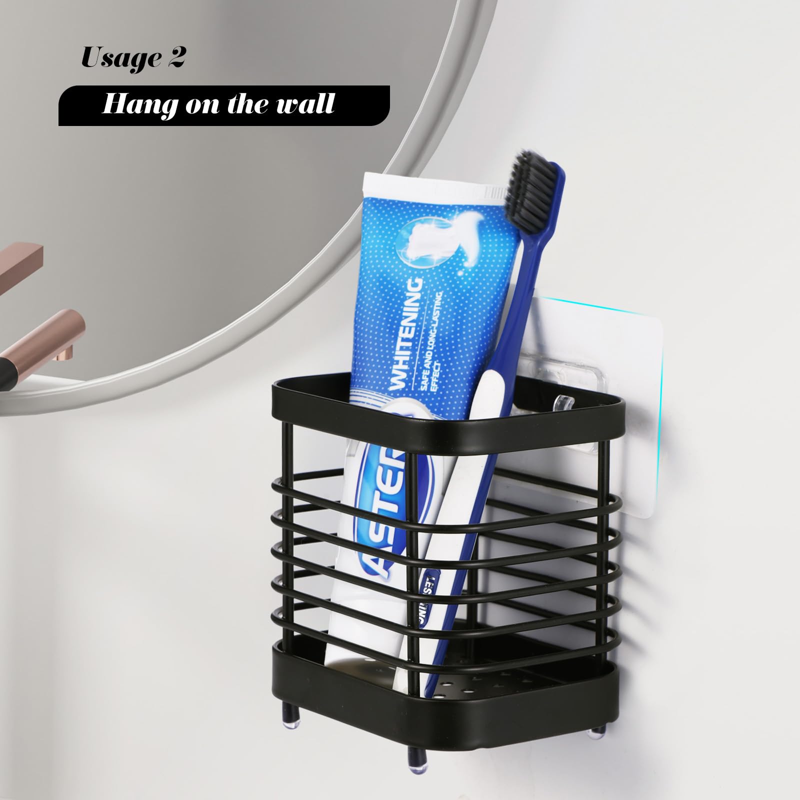 Stainless Steel Toothbrush Holder for Bathroom - Wall Mounted Toothpaste & Razor Organizer with Easy Storage | Perfect for Shower, Sink Counter, and Travel Use