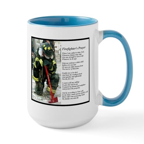 White/Blue Inside - Old Version Firefighter Prayer Mugs