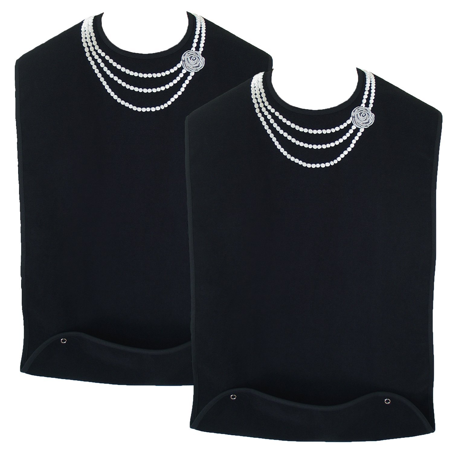**Women's Reusable Terry Cloth Adult Bibs – Waterproof, Washable & Embroidered Design – Perfect for Dining, Elderly Care & Mess-Free Meals (Pearl + Pearl 2-Pack)**    Ideal for seniors, individuals with disabilities, or stylish mealtime protection at home or in care facilities.
