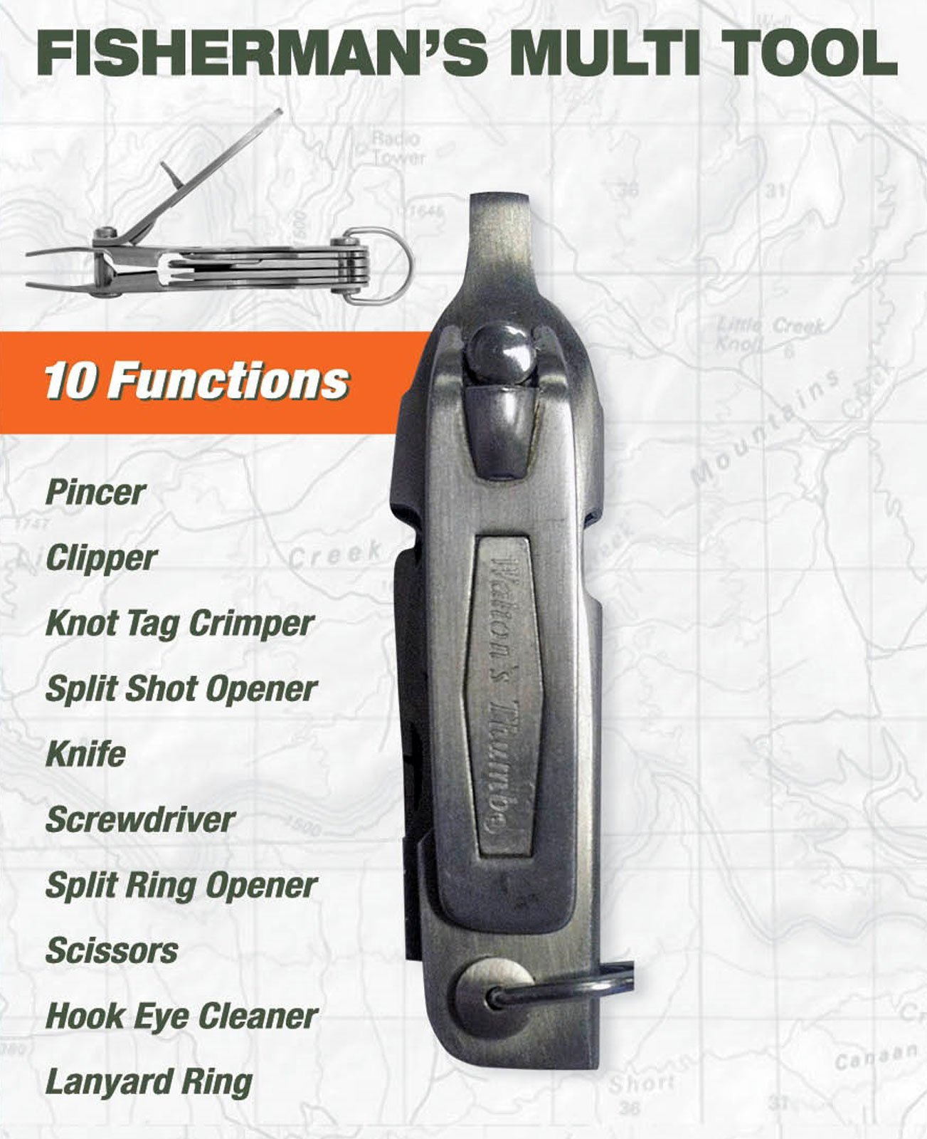Walton's Thumb Fisherman's Multi Tool - Compact Stainless Steel Fishing Pliers with Line Cutter, Hook Remover & Bottle Opener - Perfect for Fly Fishing, Bass Fishing & Outdoor Adventures