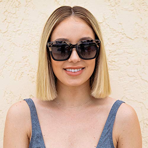 DIFF Bella Square Sunglasses for Women - UV400 Protection, Oversized Fashion Sunglasses with Travel Case - Perfect for Beach, Driving & Outdoor Activities