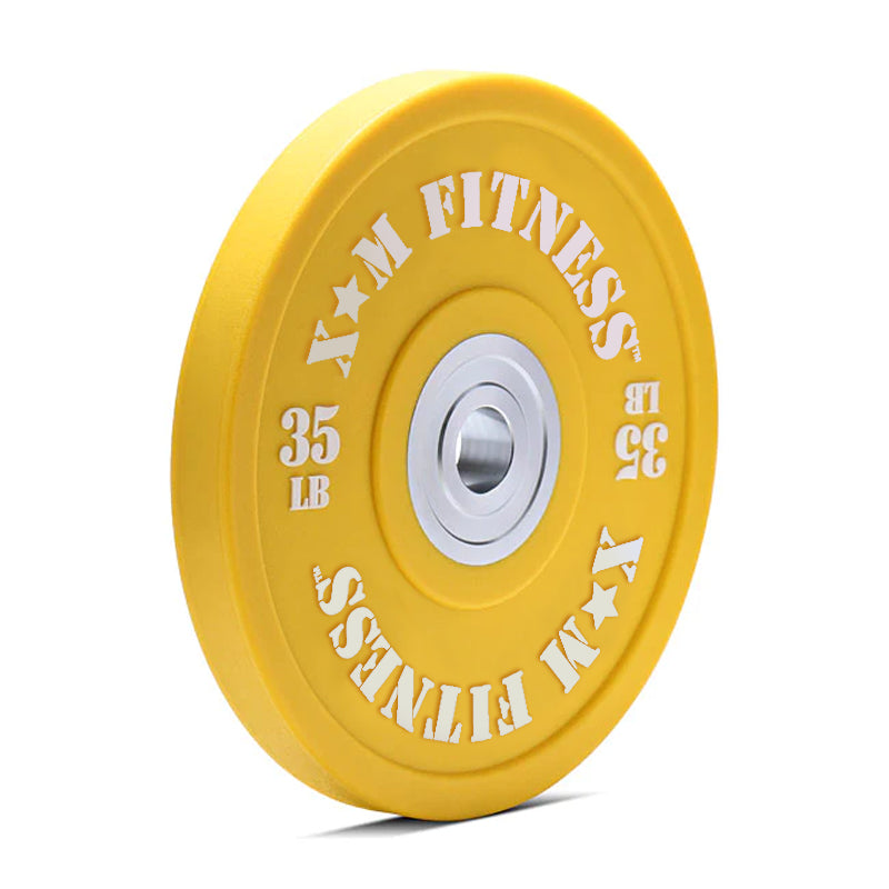 XM Fitness 320lbs Urethane Bumper Plate Kit - Olympic Weight Plates for CrossFit, Powerlifting & Home Gym Workouts