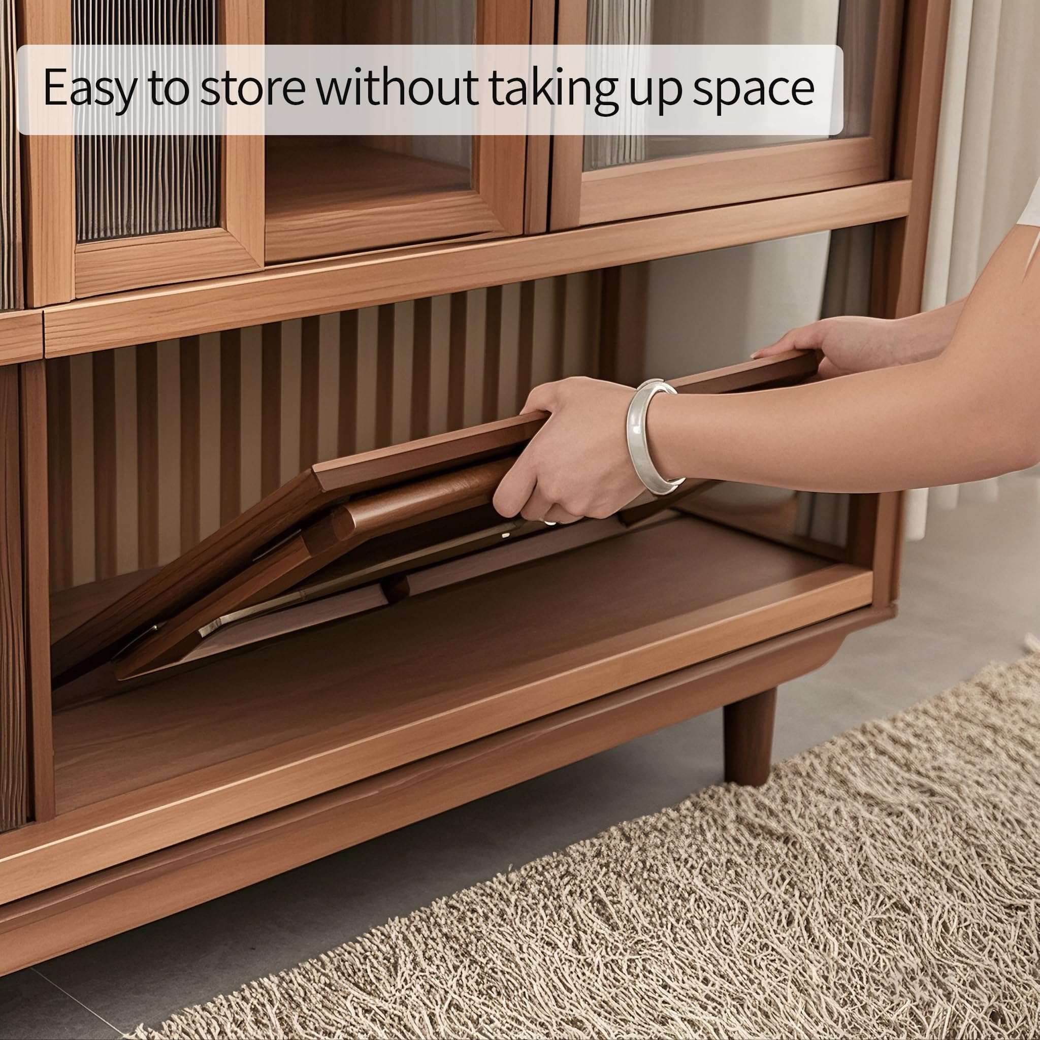 Foldable Bamboo Small Table - Portable Folding Coffee Table & Bedside Computer Desk, No Assembly Required - Perfect for Bay Window, Tatami Tea Room, Balcony, Living Room & Outdoor Use - Great for Reading, Working, or Relaxing