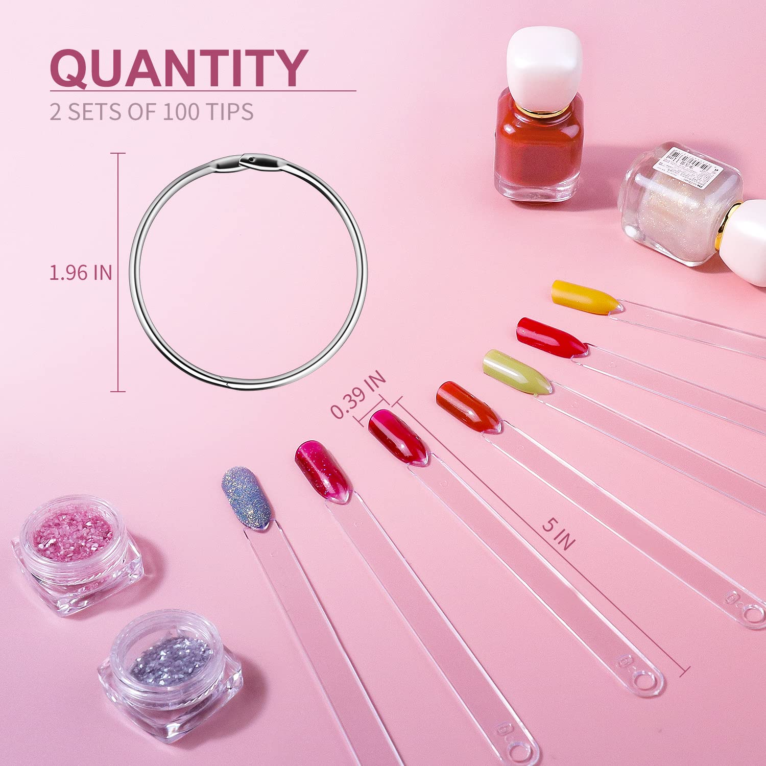 100PCS Clear Fake Nail Tips for Nail Art Practice - Transposable Nail Display Sticks for Gel Polish Application, DIY Manicure & Nail Salon Training - Perfect for Beginners, Professionals & Nail Art Enthusiasts