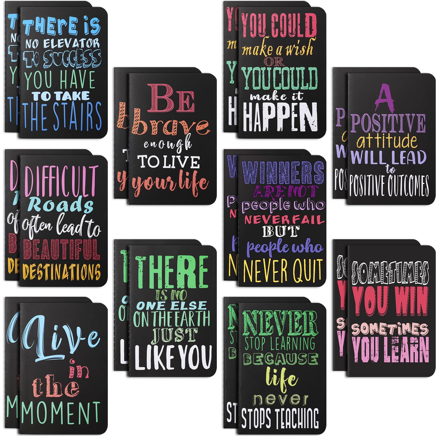 Inspirational Mini Notebooks Bulk - 20-Piece Motivational Journal Notepads Set for Office, Home & Church, Christian Gift Supplies (10 Bright Styles) - Perfect for Daily Encouragement, Bible Study & Personal Reflection