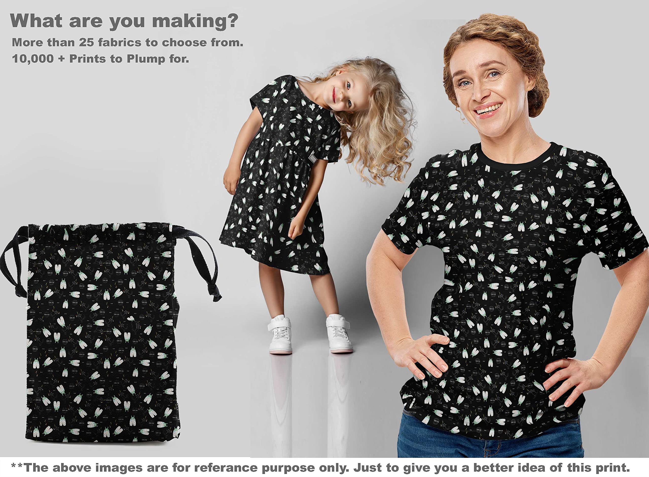 Premium Cotton Silk Black Fabric for Kids Clothing - 42 Inch Wide Printed DIY Sewing Material by The Yard | Perfect for Dresses, Skirts & Craft Projects