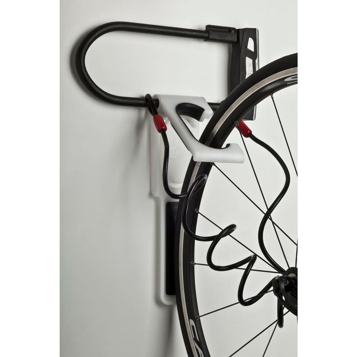 Cycloc Endo Wall Mount Bike Storage Rack - Vertical Wheel Hung Bicycle Organizer for Garage or Apartment - Space Saving Black Bike Holder for Indoor Cycling Equipment Storage
