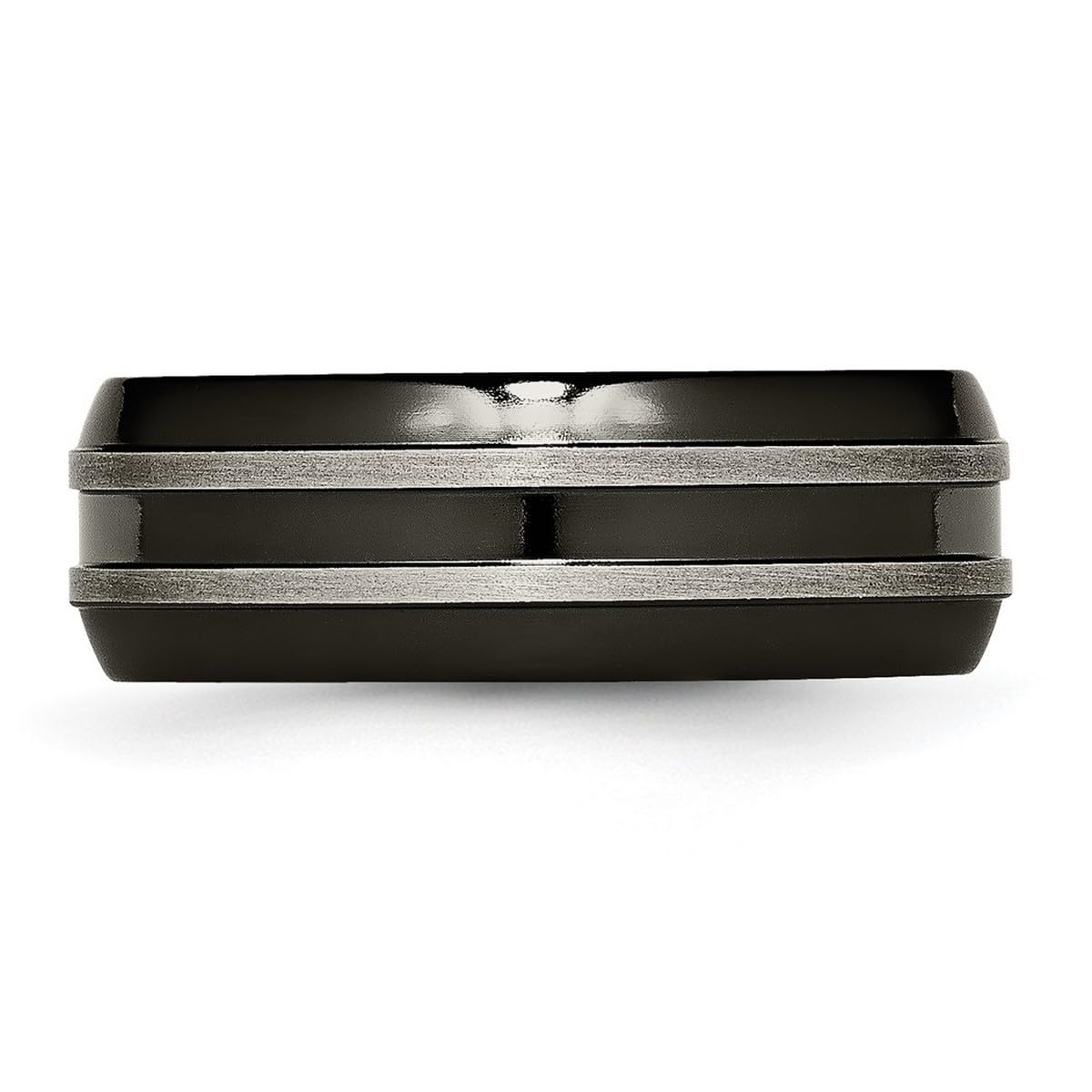 Premium 8mm Titanium Band Ring - Brushed & Polished Black Finish - Unisex Wedding, Engagement, or Fashion Ring for Men & Women - Perfect for Daily Wear, Gifts & Special Occasions