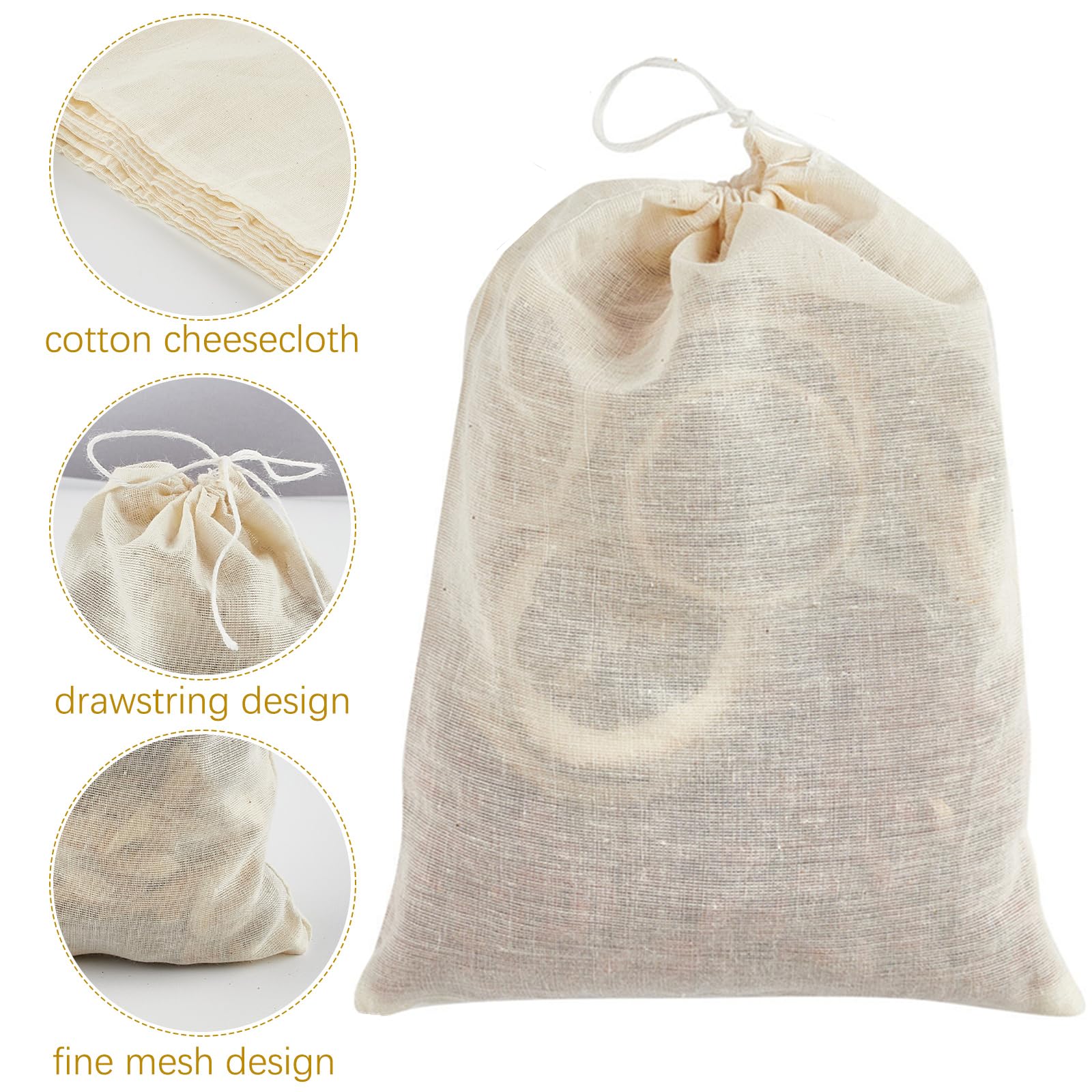 24 Pack Reusable Spice Bags for Cooking - 6x8 Inch Cheesecloth Bags for Straining, Tea, Soup & Bone Broth | Eco-Friendly Cotton Muslin Drawstring Bags | Perfect for Herbal Infusions, Spice Storage & DIY Brewing