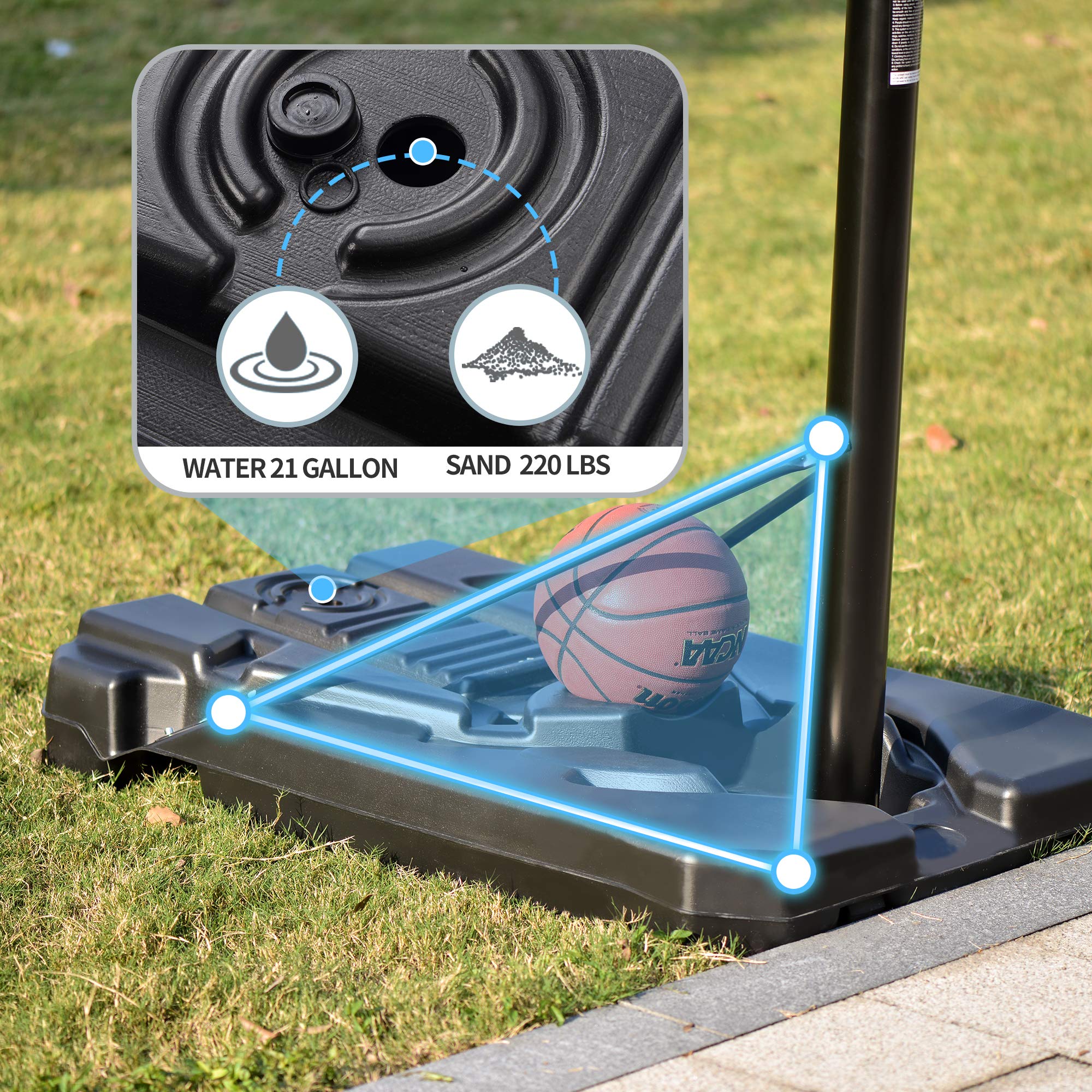 Adjustable Portable Basketball Hoop & Goal System for Outdoor Play - 6.6ft to 10ft Height Adjustment for Youth & Adults - Perfect for Driveway, Backyard, and Park Basketball Games