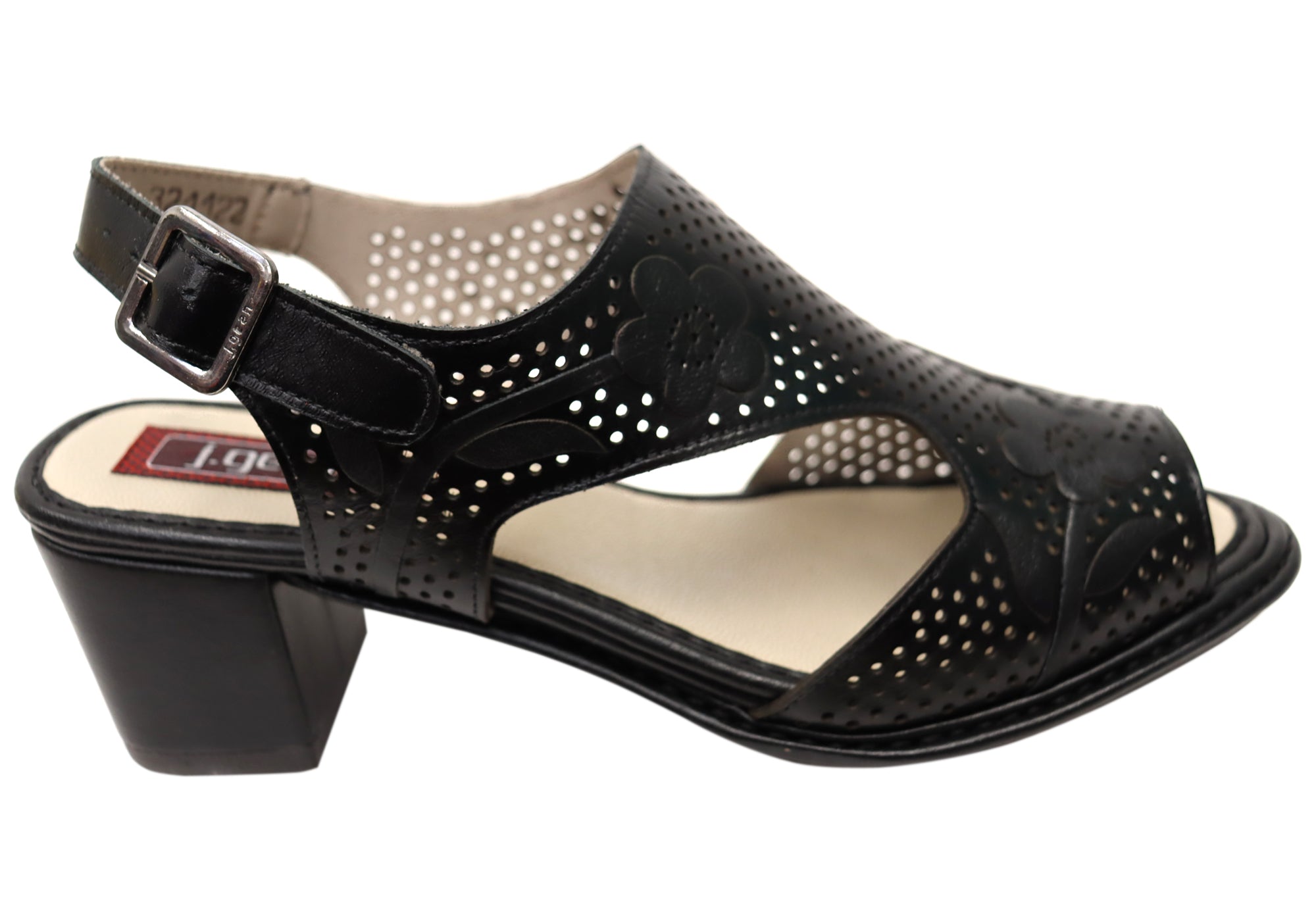 J Gean Simone Women's Comfortable Leather Heels Sandals - Made in Brazil - Perfect for Office, Party & Wedding Occasions