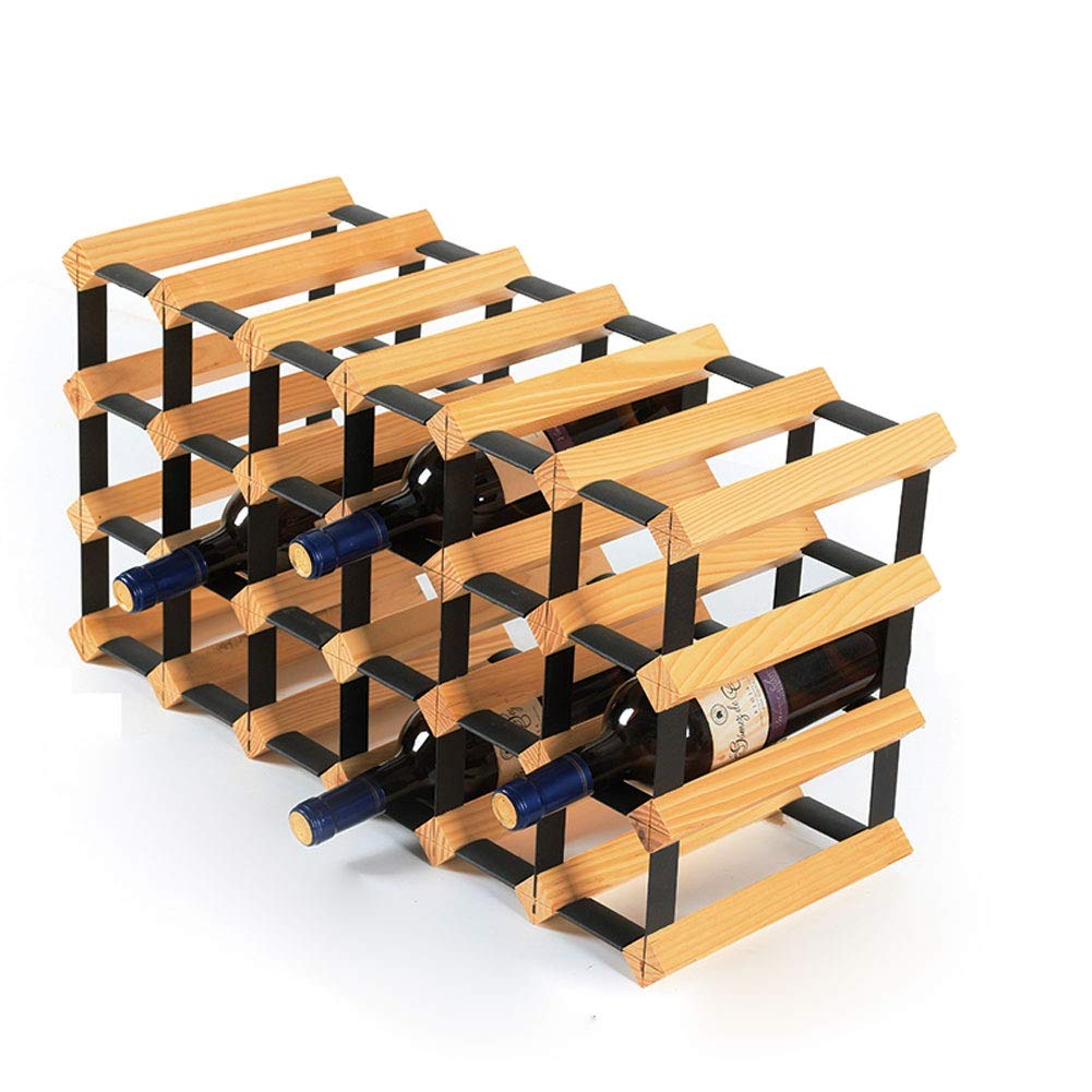 HOMERACK Wooden Countertop Wine Rack - Freestanding Solid Wine Bottle Holder for 24 Bottles - Small Stick Wine Shelf for Home, Kitchen, Bar & Restaurant Decor - Multiple Color Options