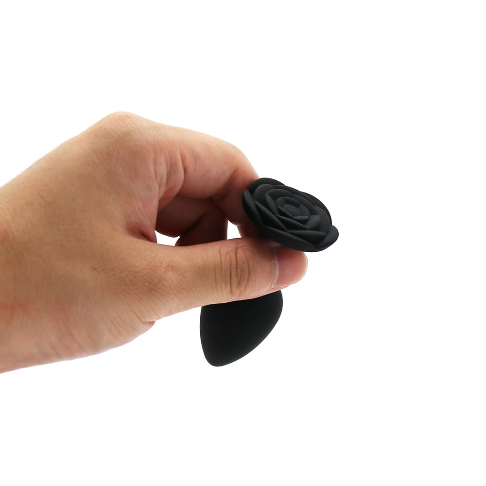 Premium Silicone Anal Plugs Set - 3 Pcs Floral Design Anal Training Kit for Adults (Black) | Comfortable & Body-Safe | Perfect for Beginners & Advanced Play | Enhance Intimacy & Explore Sensations