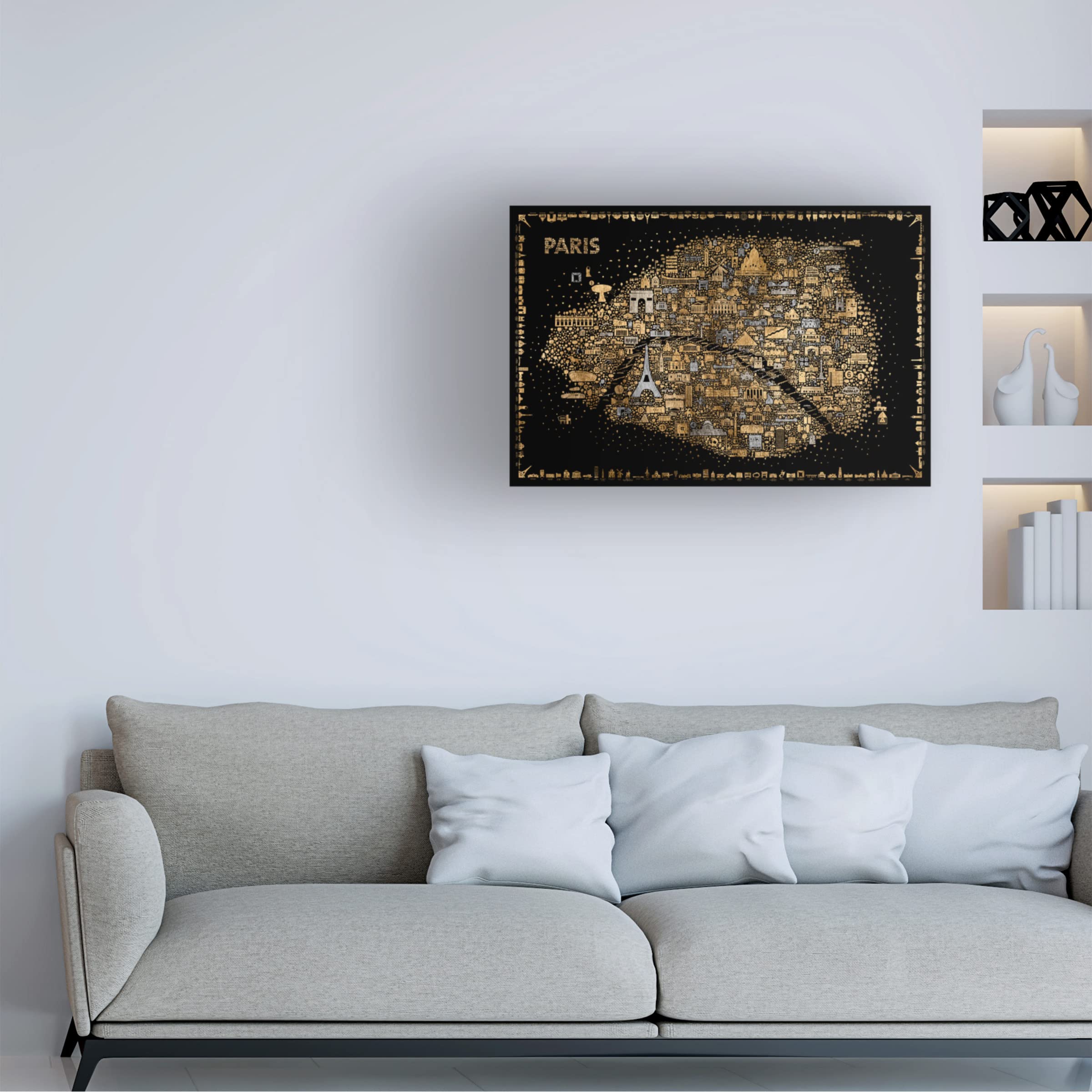 Trademark Fine Art 'Glam Iconic Cities Paris' Canvas Wall Art Print by Rafael Esquer - Perfect for Living Room, Bedroom & Office Decor