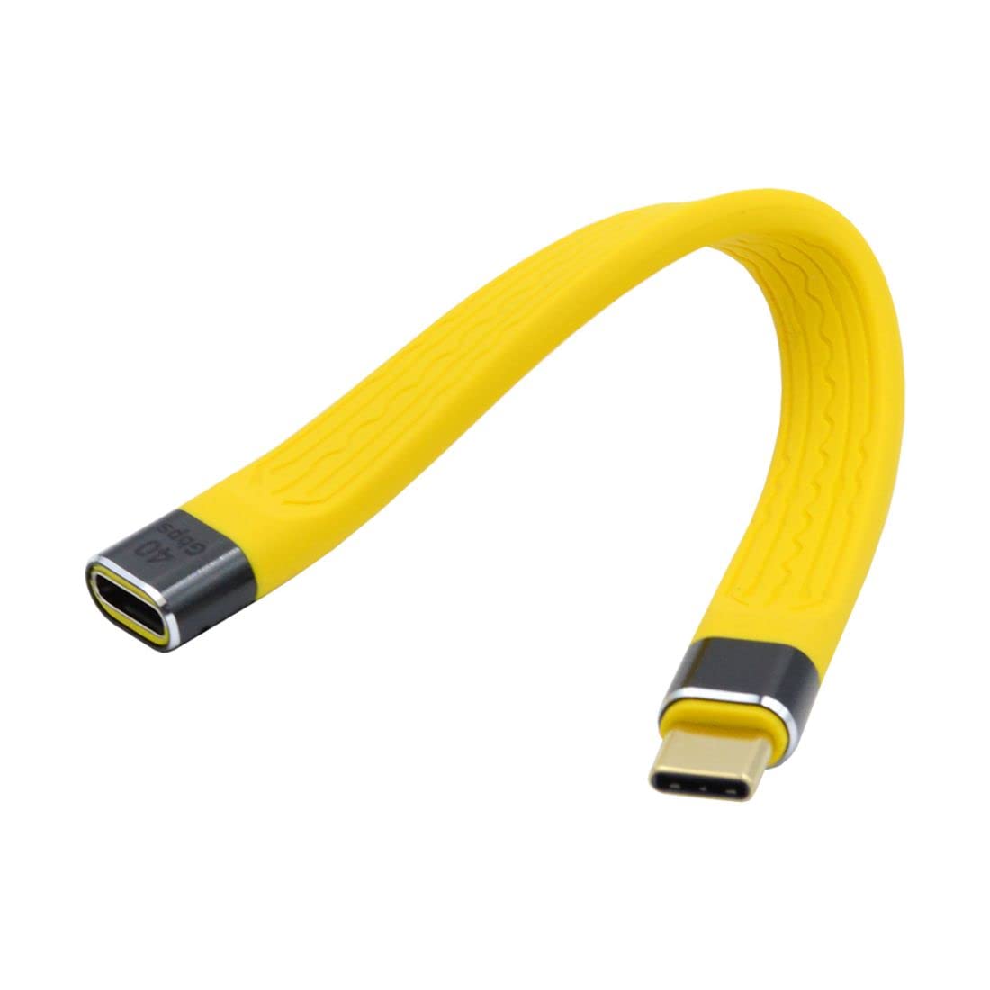 Chenyang USB C to USB C Cable 40Gbps - USB4 Extension Cable Slim Flat Male to Female with 100W Fast Charging & 8K@60Hz Video - Thunderbolt 3/4 Compatible (13cm, Yellow) - Perfect for MacBook, iPad Pro, Galaxy S23 & High-Speed Data Transfer
