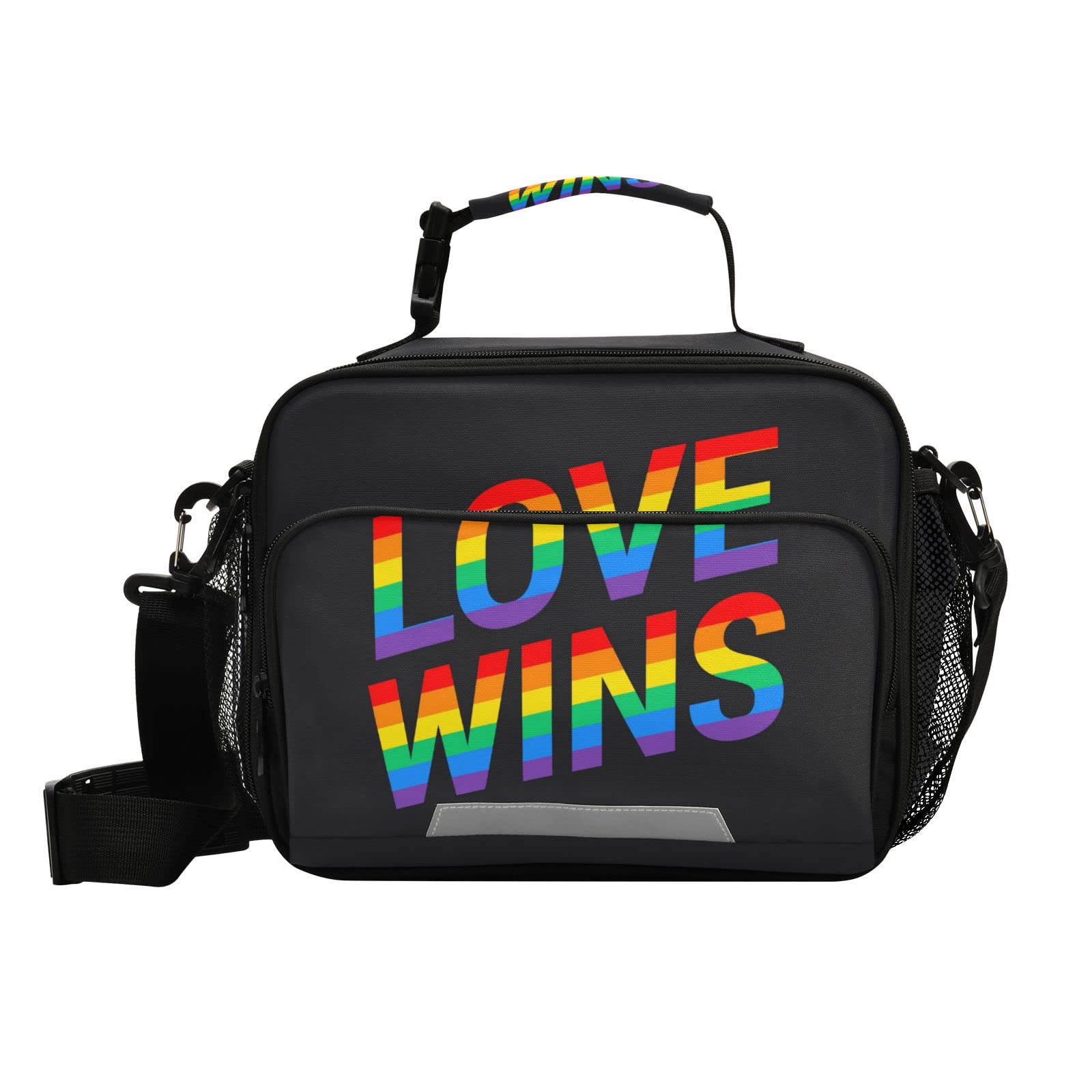 Glaphy Love Wins Rainbow Gay Pride Insulated Lunch Bag - Reusable Cooler Tote for Men, Women & Kids - Perfect for School, Work, Picnics & LGBTQ+ Events