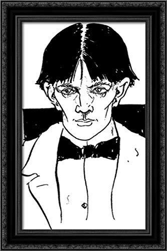 Self-Portrait 16x24 Black Ornate Wood Framed Canvas Art by Aubrey Beardsley - Elegant Wall Decor for Living Room, Bedroom & Office
