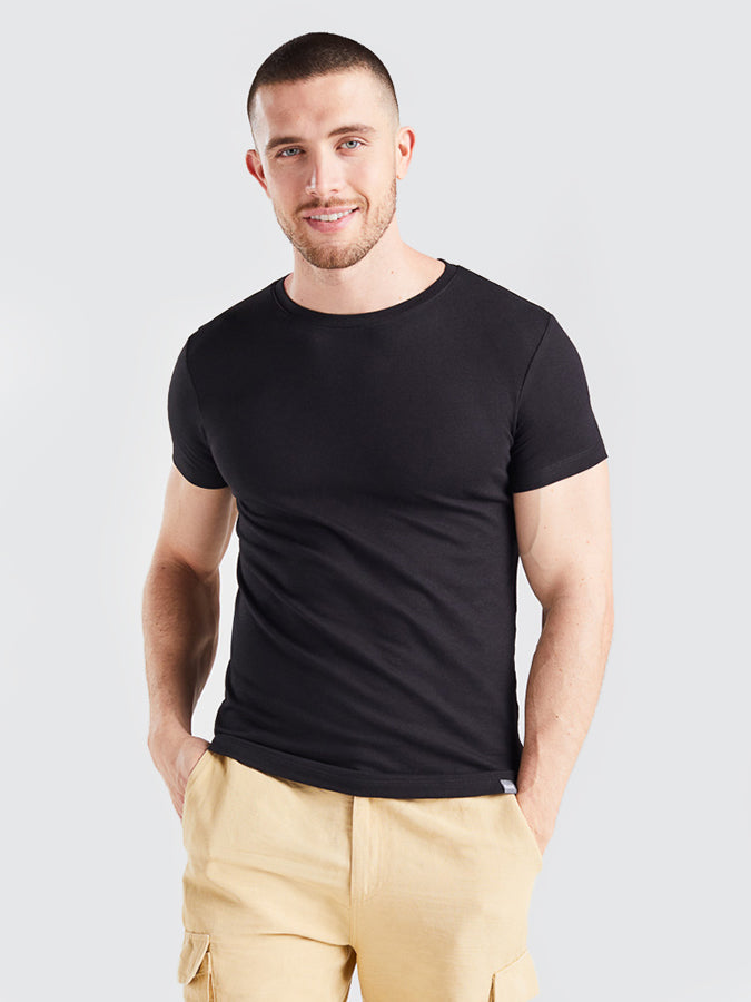 BAM Origin Luxe Men's Bamboo T-Shirt - Soft Eco-Friendly Black Tee for Casual Wear & Travel | Sustainable Fashion