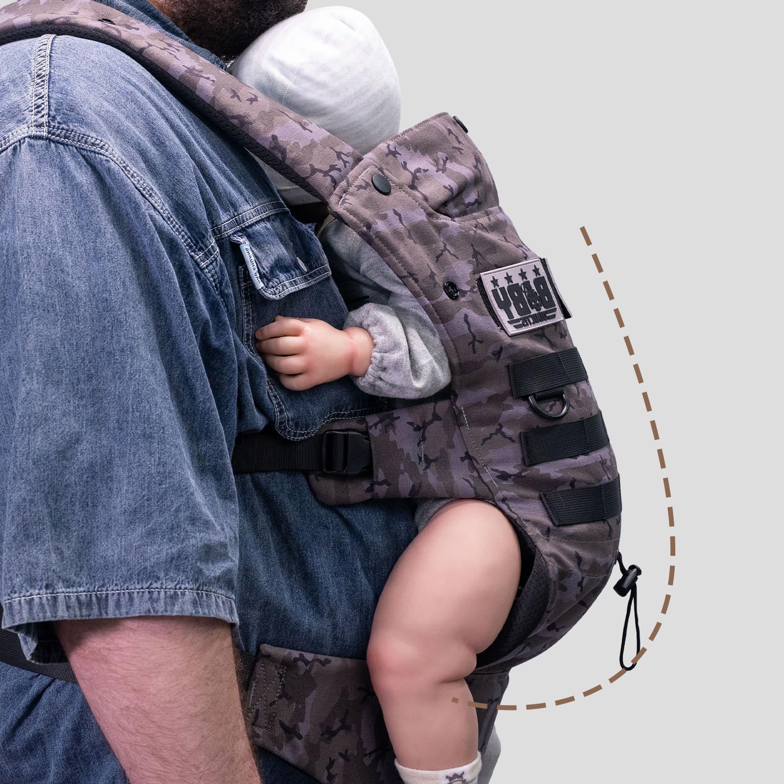 Ergonomic Baby Carrier for Infants & Toddlers (8-33 lbs) - Lightweight Military-Grade Design with Lumbar Support for Parents - Black Camo - Perfect for Hiking, Travel & Everyday Use