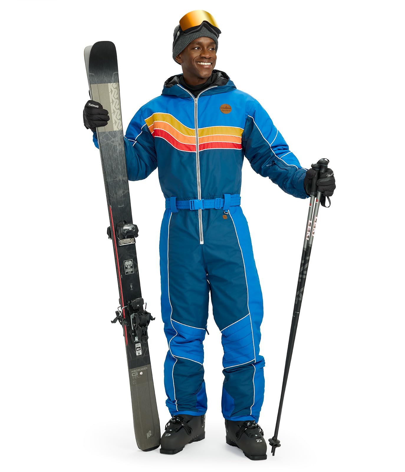 Retro Ski Suits for Men - Warm & Stylish One-Piece Winter Snowsuits by Tipsy Elves - Perfect for Skiing, Snowboarding & Winter Festivals