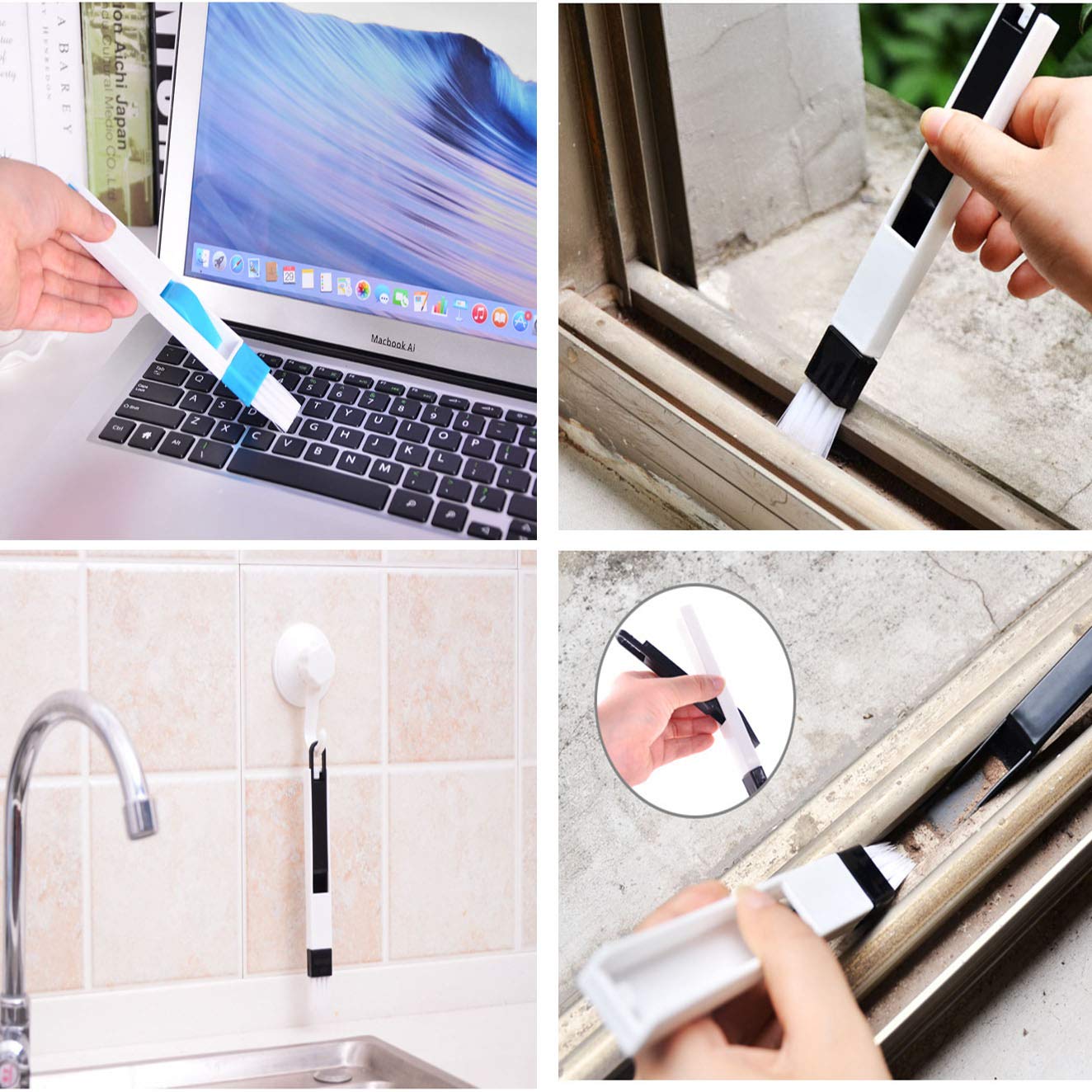 2PCS Window Track & Door Groove Cleaning Brush with Detachable Head & Dustpan - Multi-Purpose Corner Cleaner for Windows, Doors, Keyboards & Hard-to-Reach Areas - Ideal Home Cleaning Tool Set