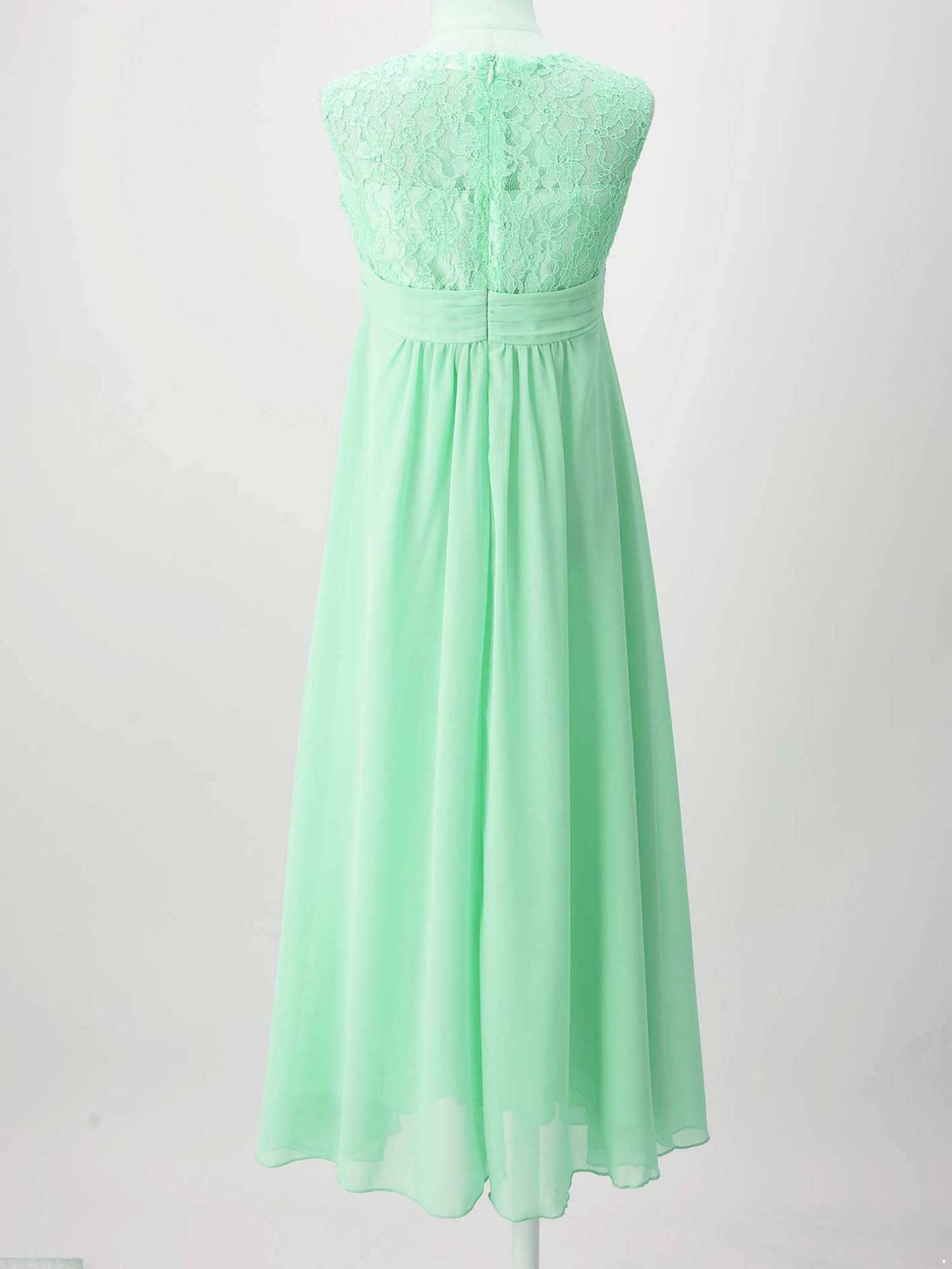 JEATHA Girls Sleeveless Chiffon Lace Flower Girl Dress - Elegant Princess Ball Gown for Weddings, Bridesmaid Dresses & Special Occasions | Perfect for Birthday Parties, Pageants & Formal Events