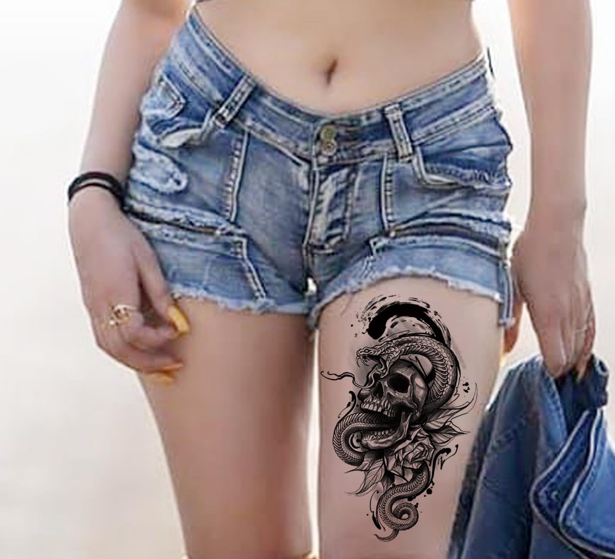 Waterproof Temporary Tattoo Stickers for Men & Women - 3D Realistic Flowers, Butterflies, Stars, Angels, Wolves & Armband Designs (19x12cm) | Perfect for Parties, Halloween, Cosplay & Body Art