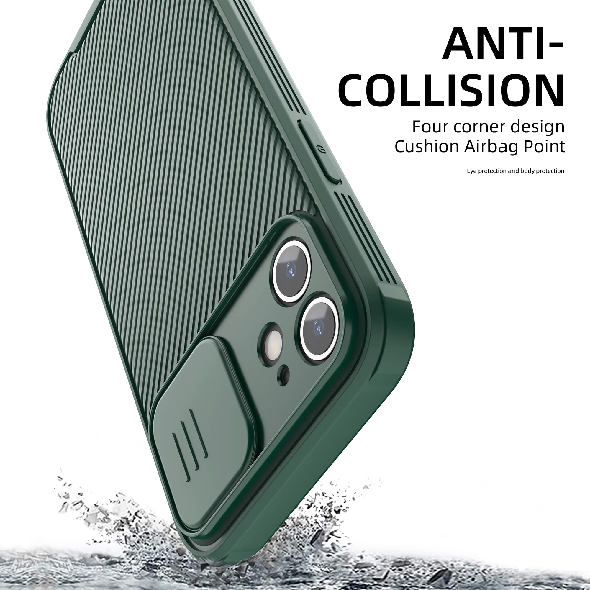 Hitaoyou Magnetic iPhone 12 Case with Slide Camera Cover - Slim Magsafe Compatible Protective Case for iPhone 12 (6.1 Inch) - Green | Perfect for Daily Use, Travel & Wireless Charging