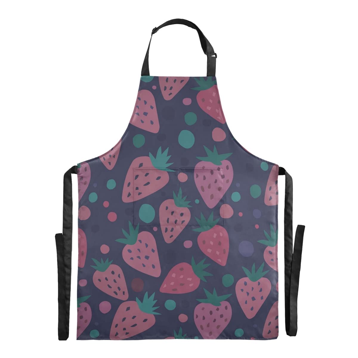 Abstract Strawberry Polka Dot Waterproof Apron - Adjustable Straps with Large Pocket for Painting, Cooking, Bartending - Perfect for Adults, Stepdads & Kitchen Parties