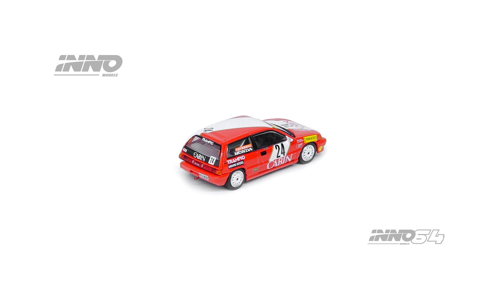 INNO Models 1:64 Scale Diecast Honda Civic Si E AT #24 Macau Guia Race 1988 2nd Place 1600cc Class Tomohiko Tsutmi - Collectible Car Model for Display, Racing Enthusiasts & Diecast Collectors