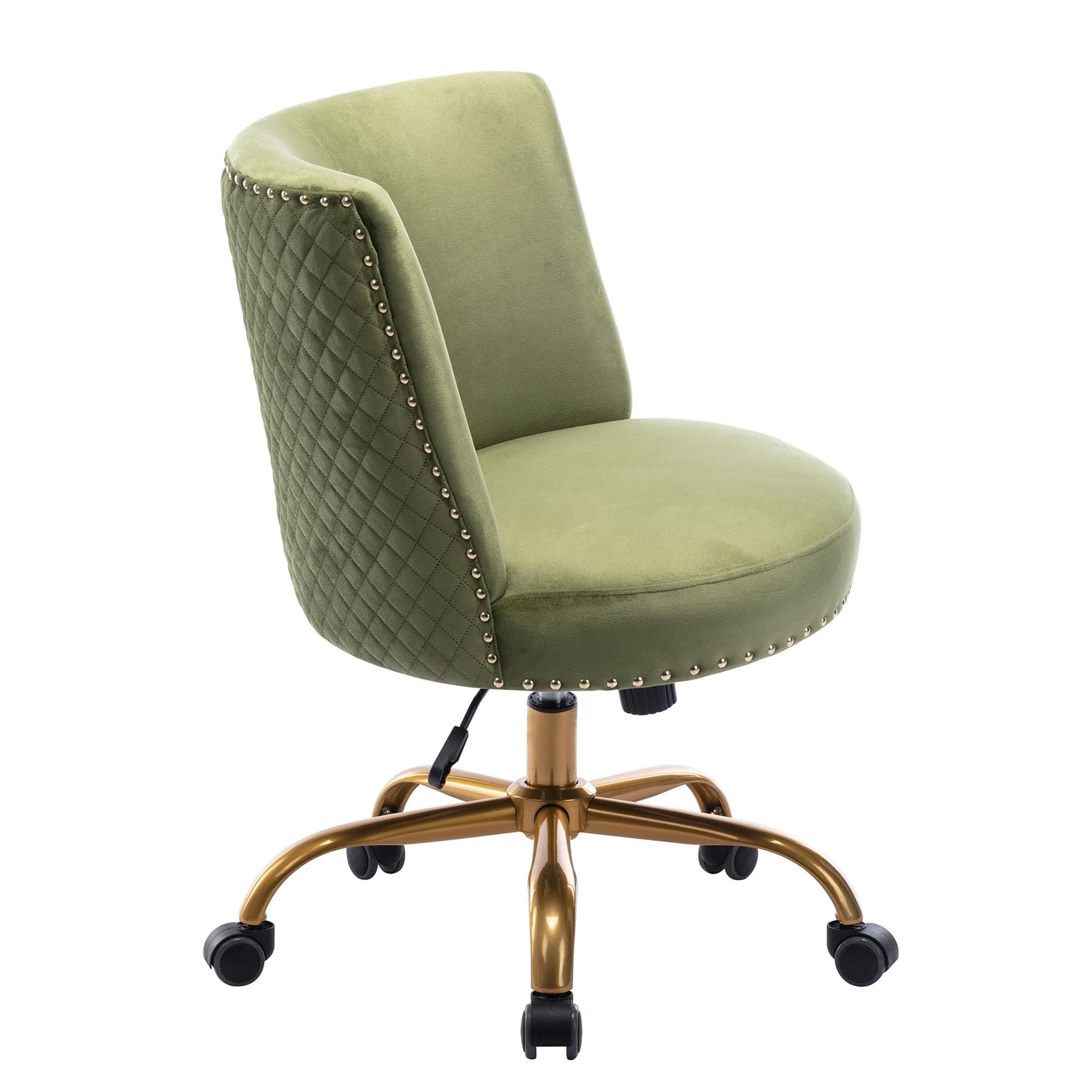 Velvet Home Office Desk Chair - Modern Swivel Accent Chair with Tilt Function for Computer Work, Living Room & Bedroom - Ergonomic Task Chair in Mustard Yellow for Comfortable Working & Relaxing