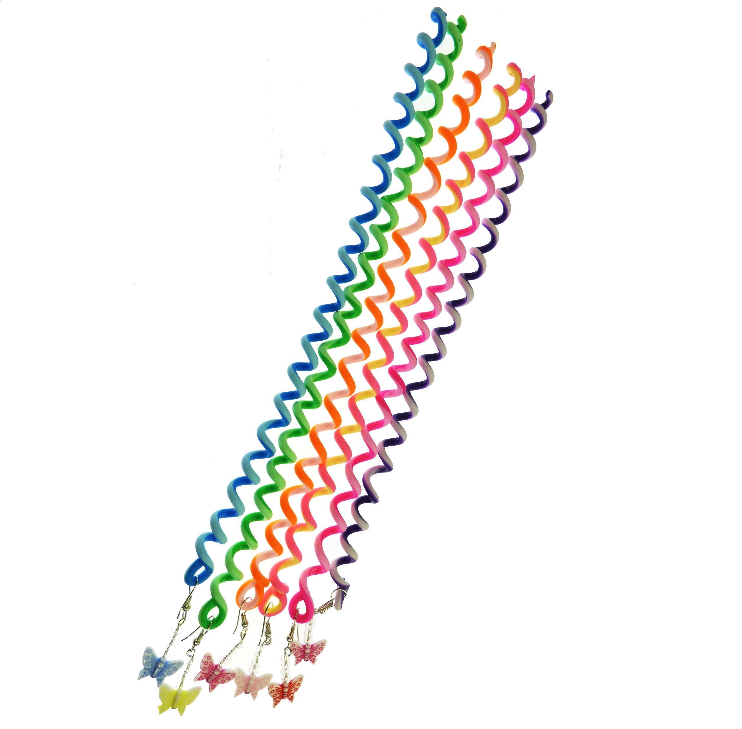 Mytoptrendz® 6-Pack Long Spiral Swirl Twister Braider Clips - Flexible Wire Hair Twist Styling Wraps with Colorful Butterfly Charms & Crystal Beads - Perfect for Girls Hair Accessories, Braiding, and Party Hairstyles