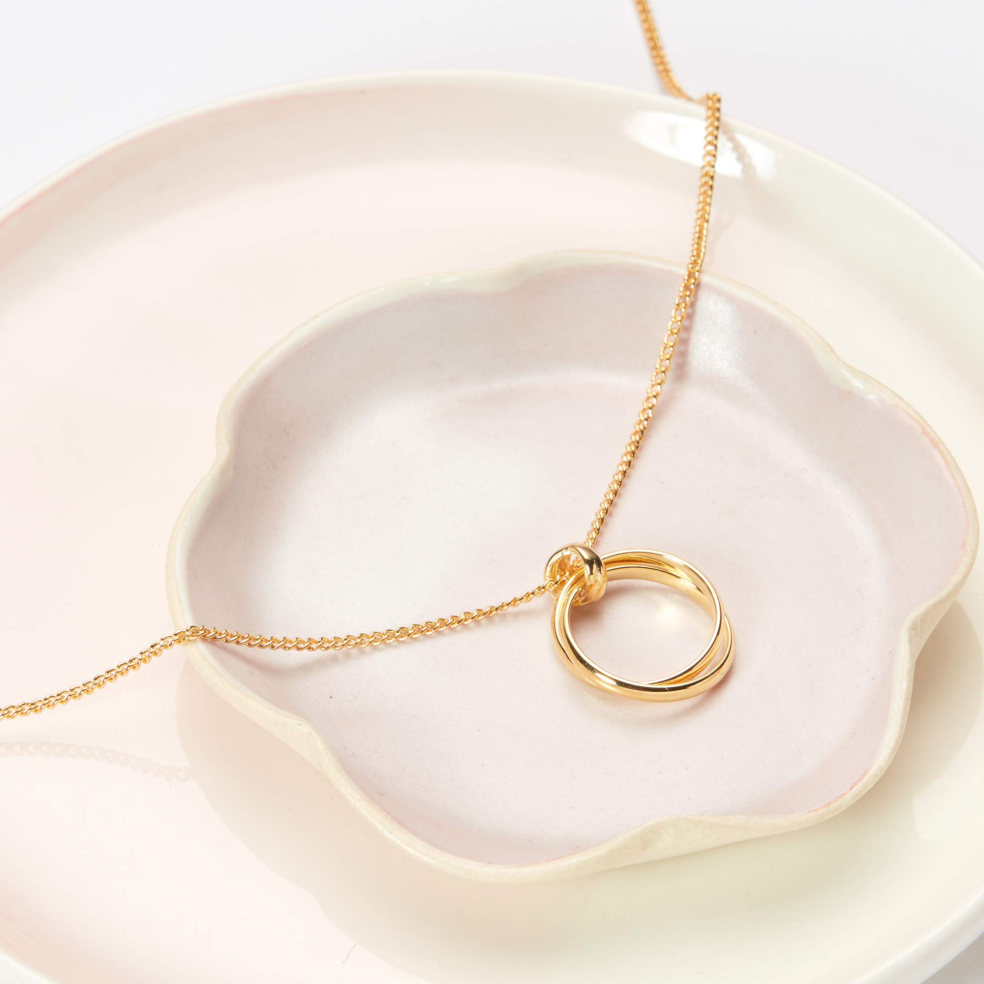 Dear Ava 20th Birthday Gift Necklace - Gold Plated Brass Linked Circles Pendant Jewelry for Women | Perfect Birthday, Anniversary & Graduation Gift for Her | Elegant Everyday Wear & Special Occasions