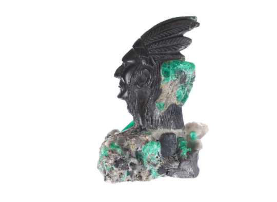 Colombian Emerald Red Skin Indian Rough Crystal Sculpture - Handcrafted Gemstone Art for Home Decor, Meditation & Spiritual Healing