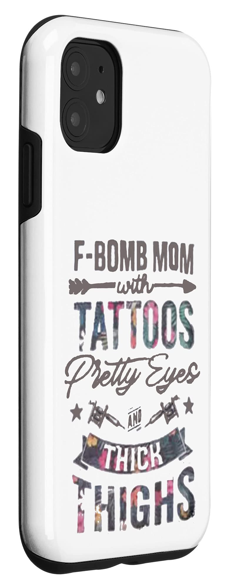 Vintage iPhone 11 Case - F-Bomb Mom Design with Tattoos, Pretty Eyes & Thick Thighs - Protective Phone Cover for Women - Perfect Gift for Moms, Tattoo Lovers & iPhone Users