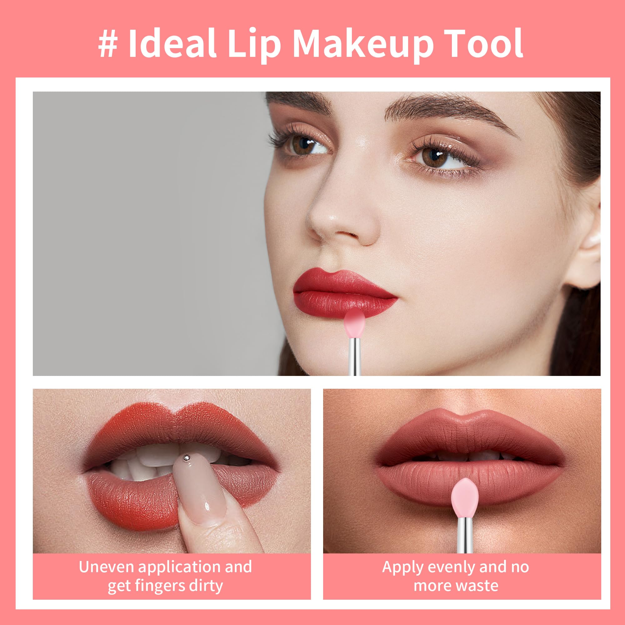6 PCS Silicone Lip Brush Set - Reusable Lip Mask & Gloss Applicator, Lipstick Brush Makeup Tool Kit for Lip Balm, Lip Gloss, Lipstick | Perfect for Home Makeup, Travel & Professional Beauty Use