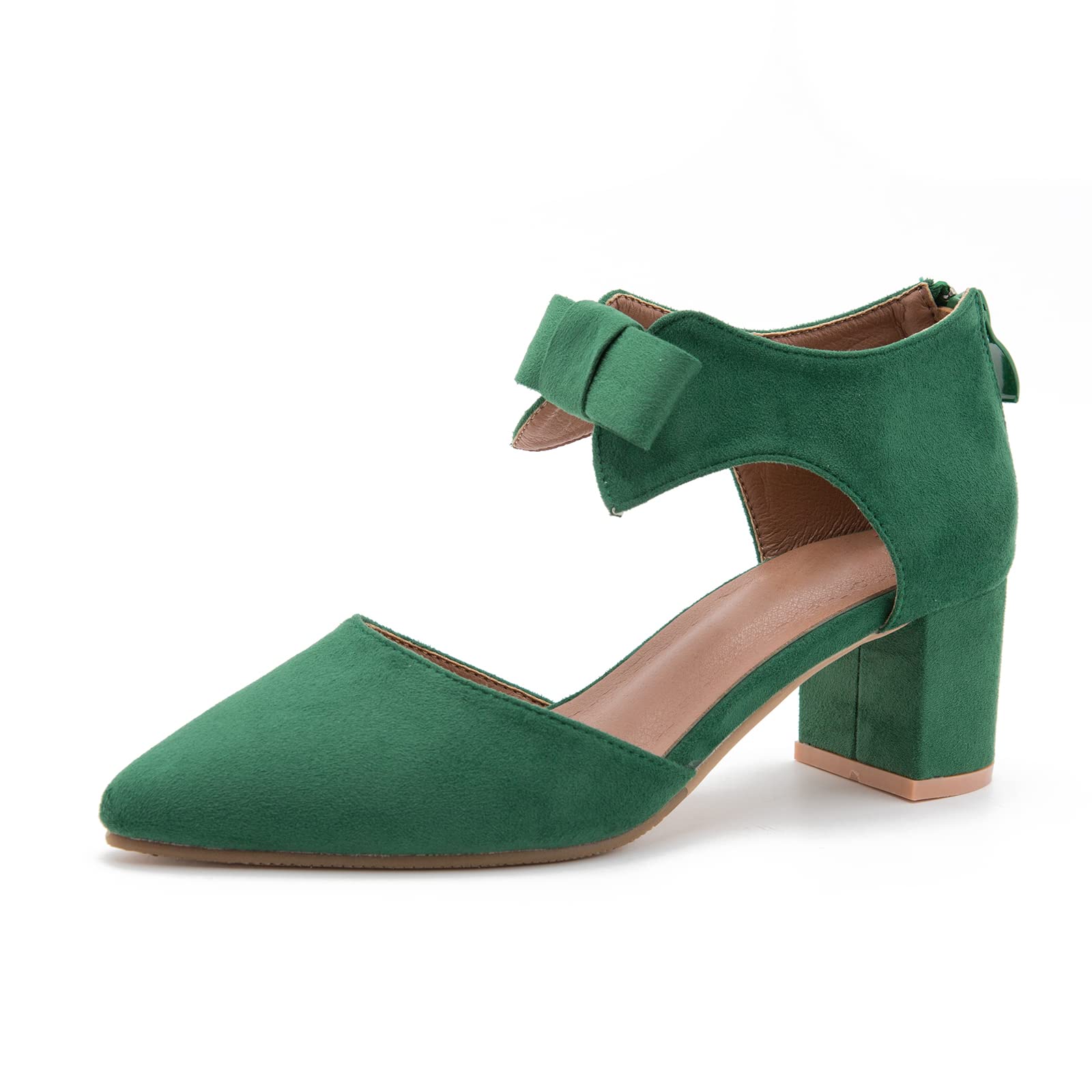 Women's Chunky Low Block Heel Bow Pumps - Closed Toe Ankle Strap Wedding Shoes for Brides, Bridesmaids & Special Occasions | Perfect for Weddings, Parties & Formal Events