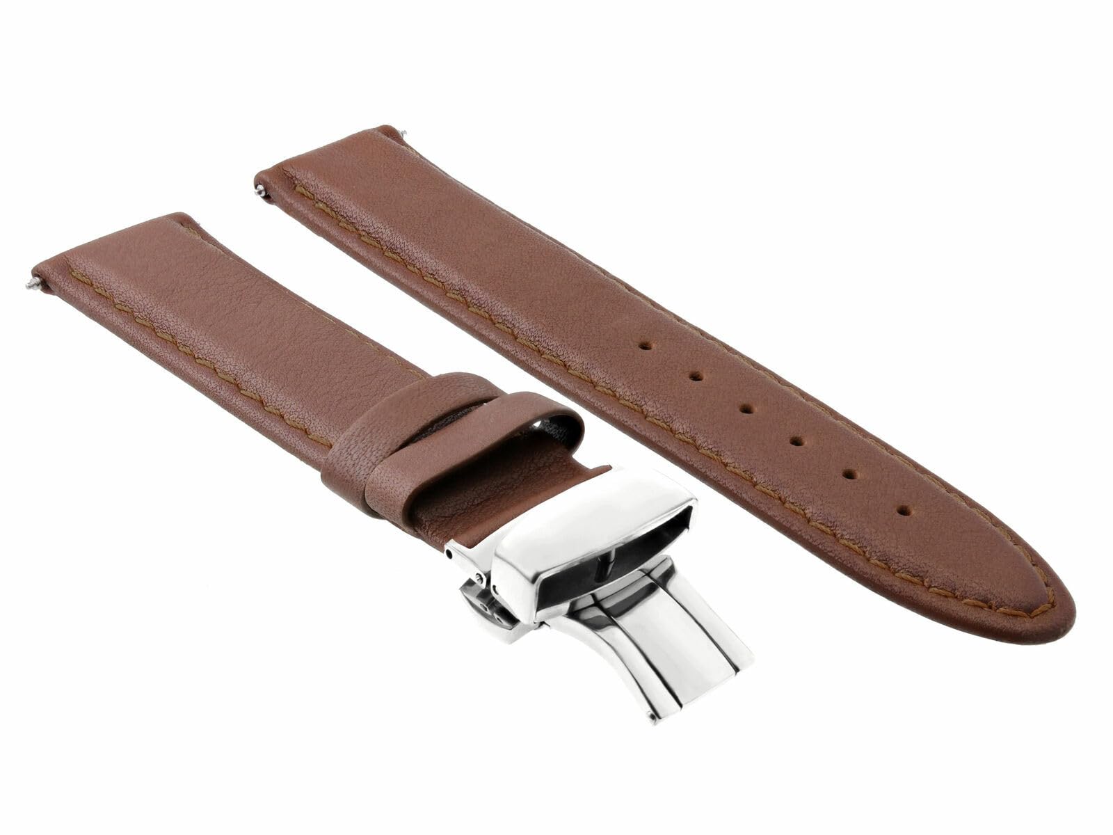 24mm Genuine Leather Watch Band Strap with Buckle Clasp - Compatible with Baume & Mercier Watches, Waterproof Light Brown Replacement Strap for Dress Watches & Formal Occasions