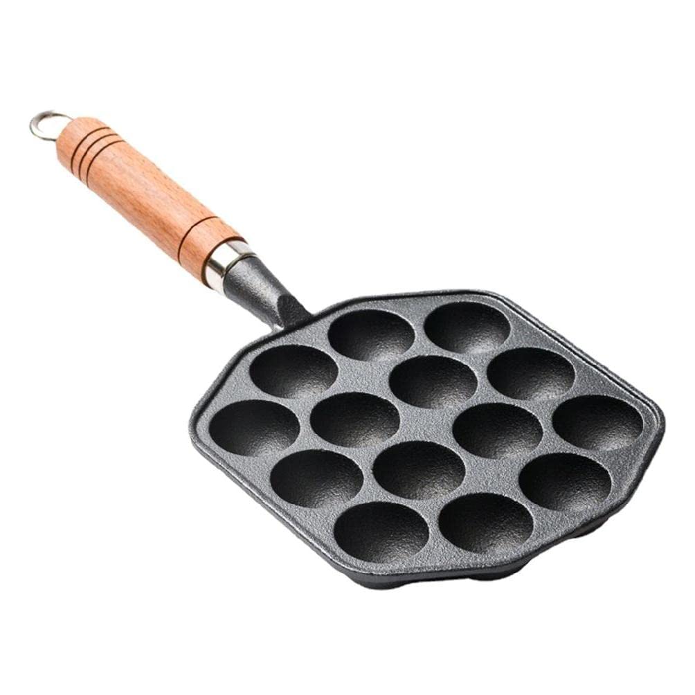 14-Cavity Cast Iron Takoyaki Pan - Nonstick Octopus Ball Maker for Home Cooking | Perfect for Japanese Street Food, Party Snacks & Family Kitchenware Supplies