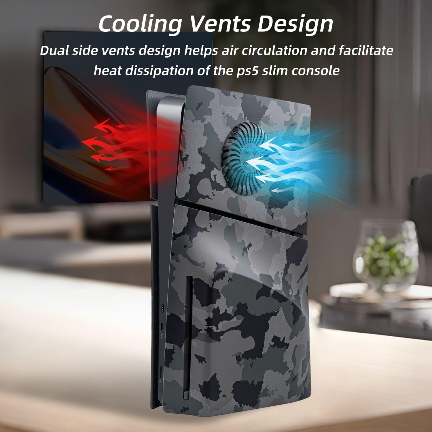 Mcbazel PS5 Slim Faceplate Replacement - ABS Protective Cover & Ventilation Accessories for Playstation 5 Slim Disc Edition (Camouflage Design) - Perfect for Gaming Setup & Console Protection (Not Compatible with PS5/PS5 Pro)