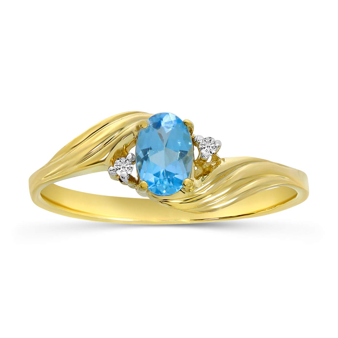 10K Yellow Gold Blue Topaz and Diamond Ring – Elegant Jewelry for Women, Perfect for Engagement, Wedding, Anniversary & Special Occasions
