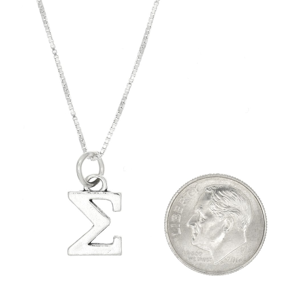 Sterling Silver Oxidized Sigma Greek Sorority Letter Charm Necklace - Perfect for Sorority Sisters, Greek Life Events & Meaningful Jewelry Gifts