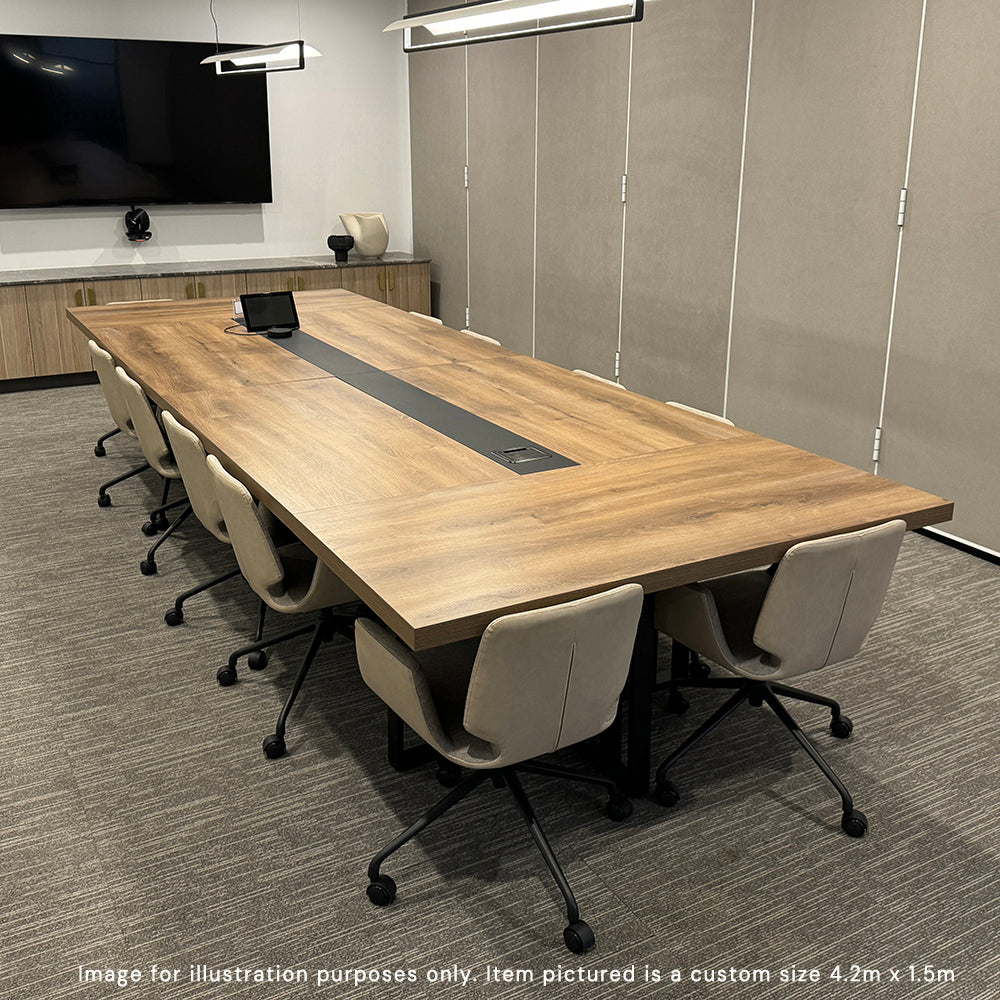 Premium VIDAL Conference Table 3.6m x 1.6m - Warm Oak & Black Finish for Executive Boardroom Meetings & Office Decor