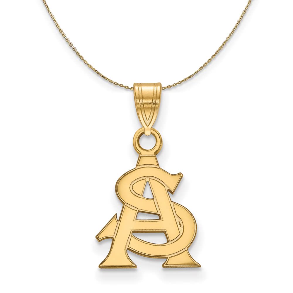 14k Yellow Gold Arizona State 'AS' Necklace - Perfect for Gifts & Travel